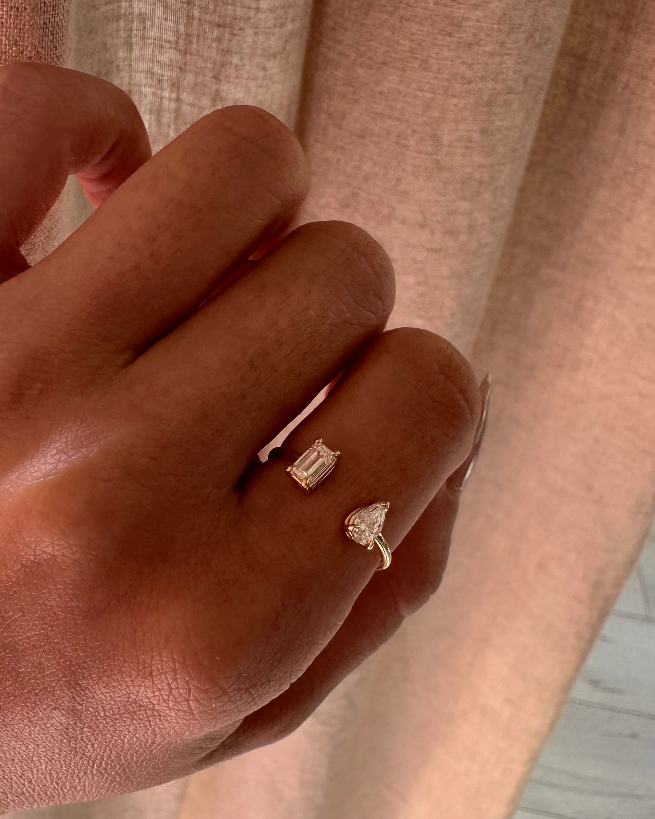 0.50 CT Lab Diamond Toi et Moi Ring,  Open Diamond Ring - Image 2