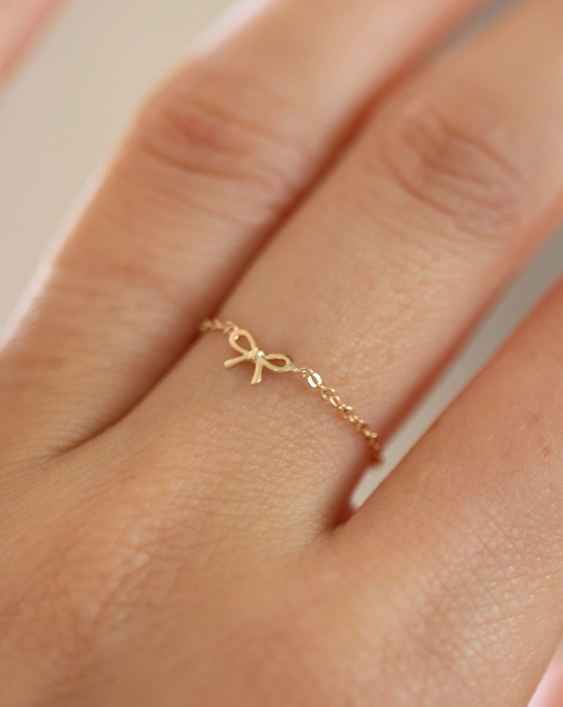 14k Bow chain ring - Image 3