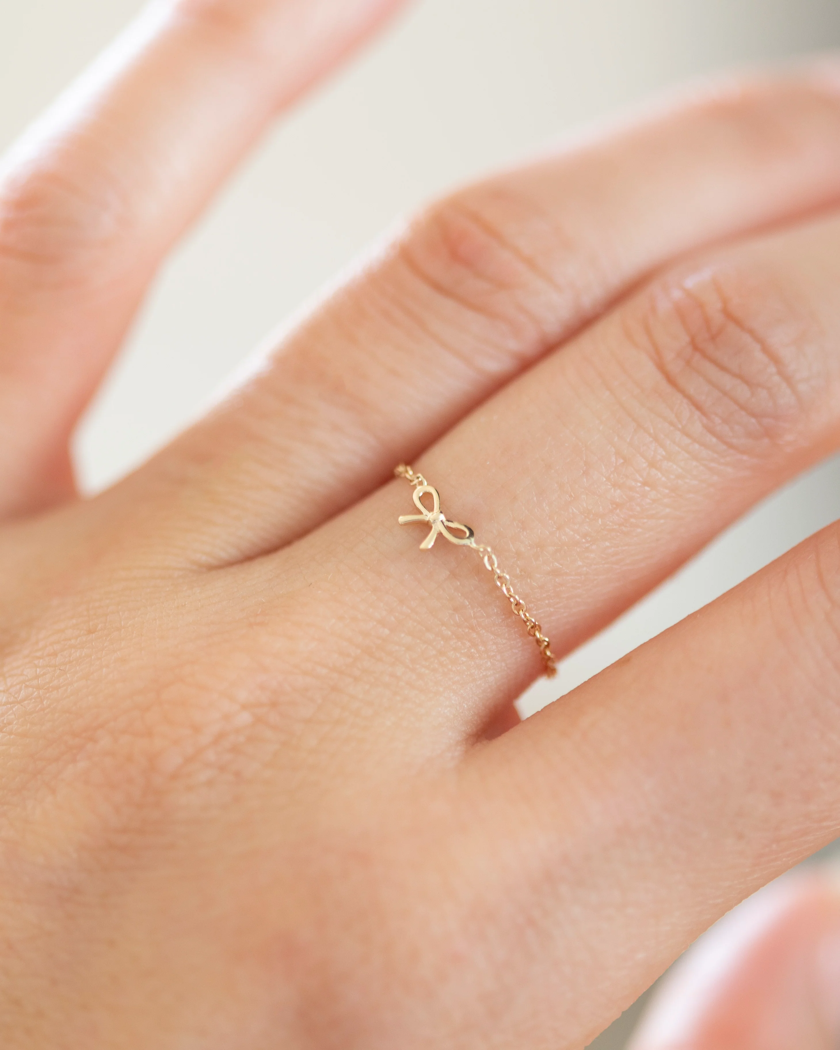 14k Bow chain ring - Image 4