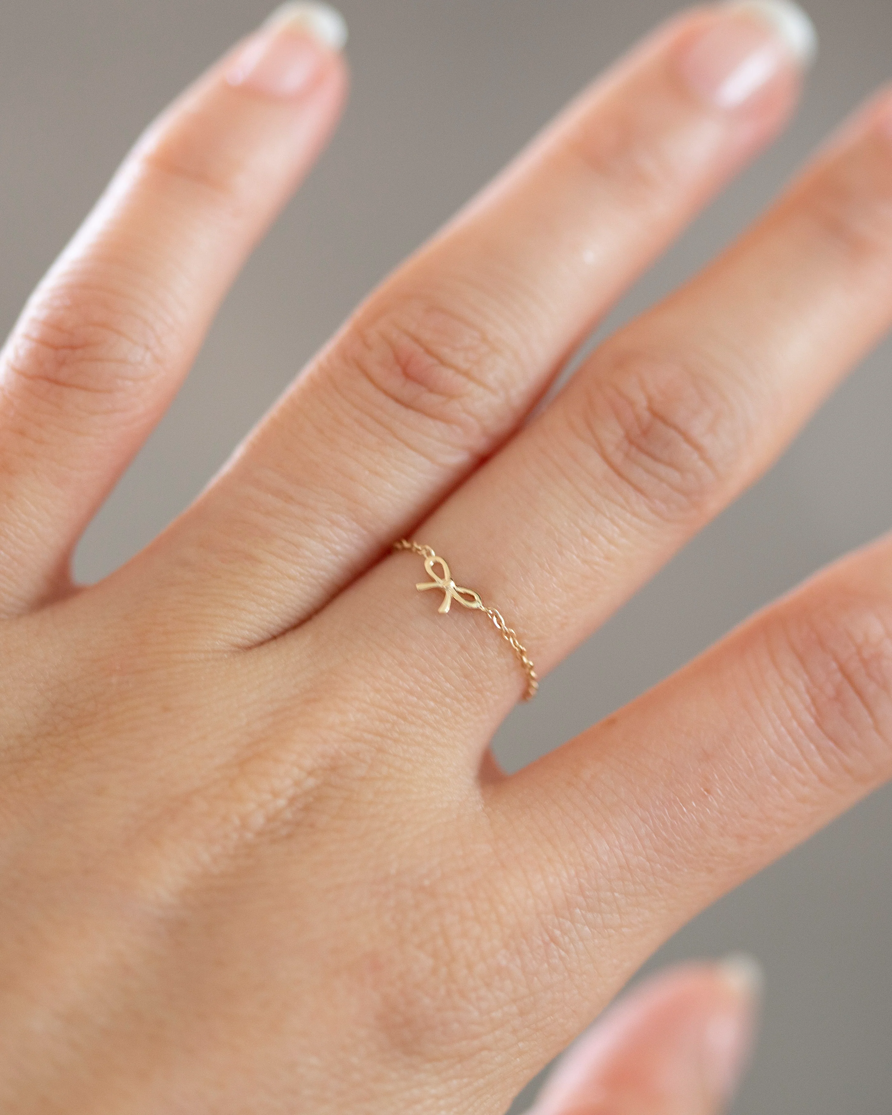 14k Bow chain ring - Image 5