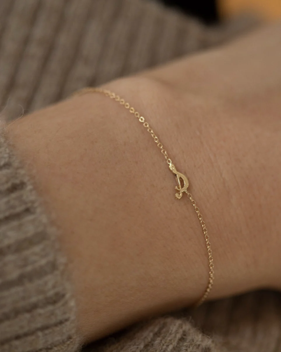 14k Cursive Initial Bracelet - Image 2
