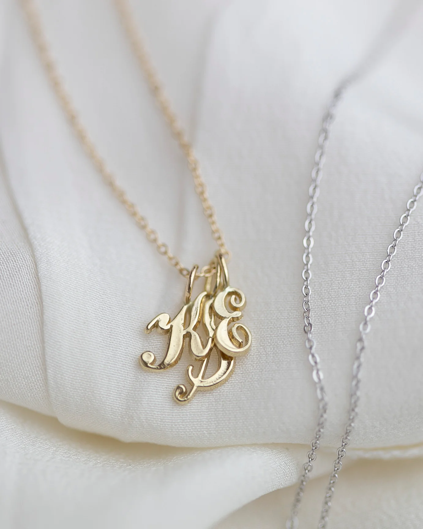 14k Cursive Letter Necklace - Image 15