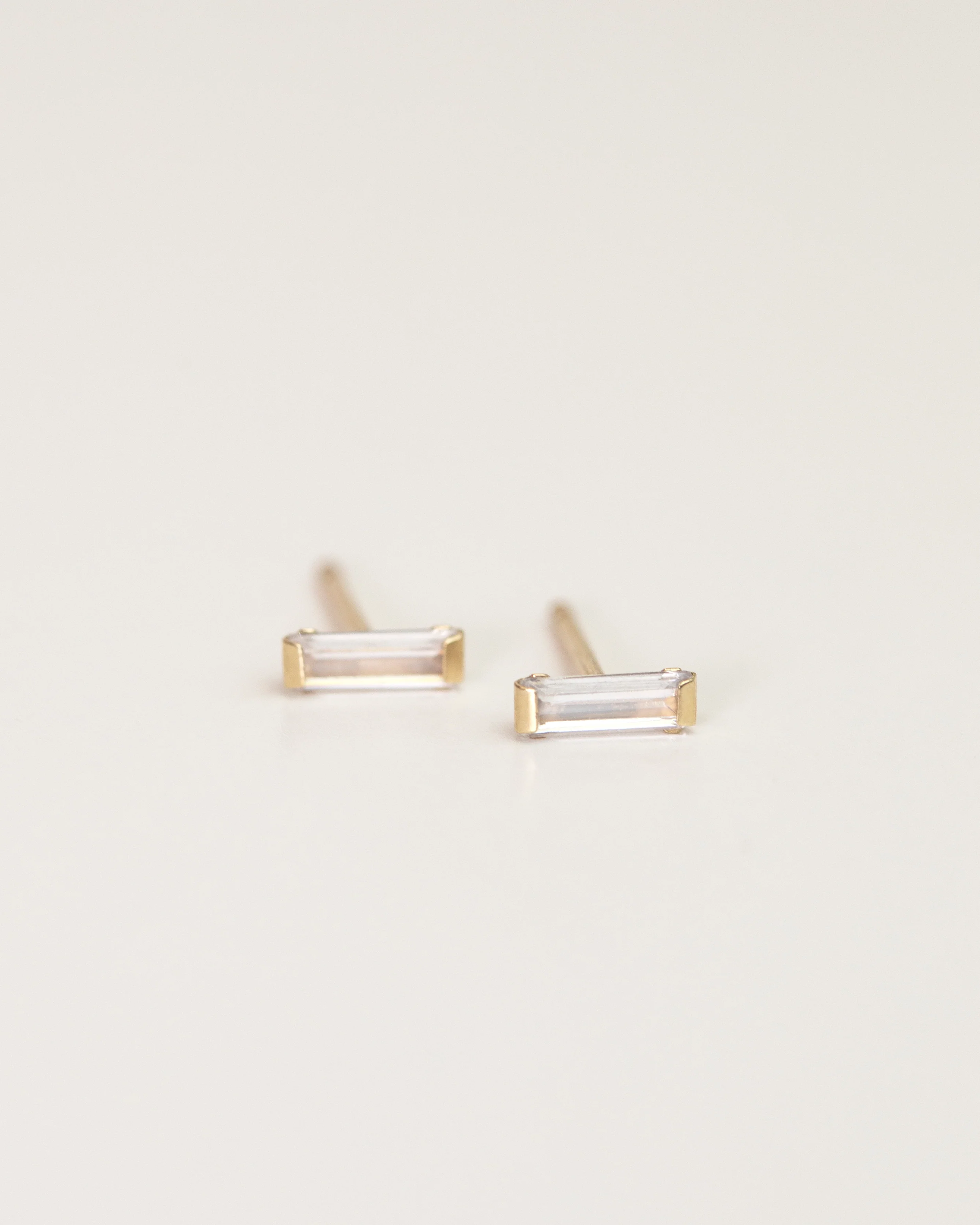 14k CZ Diamond Baguette Earrings