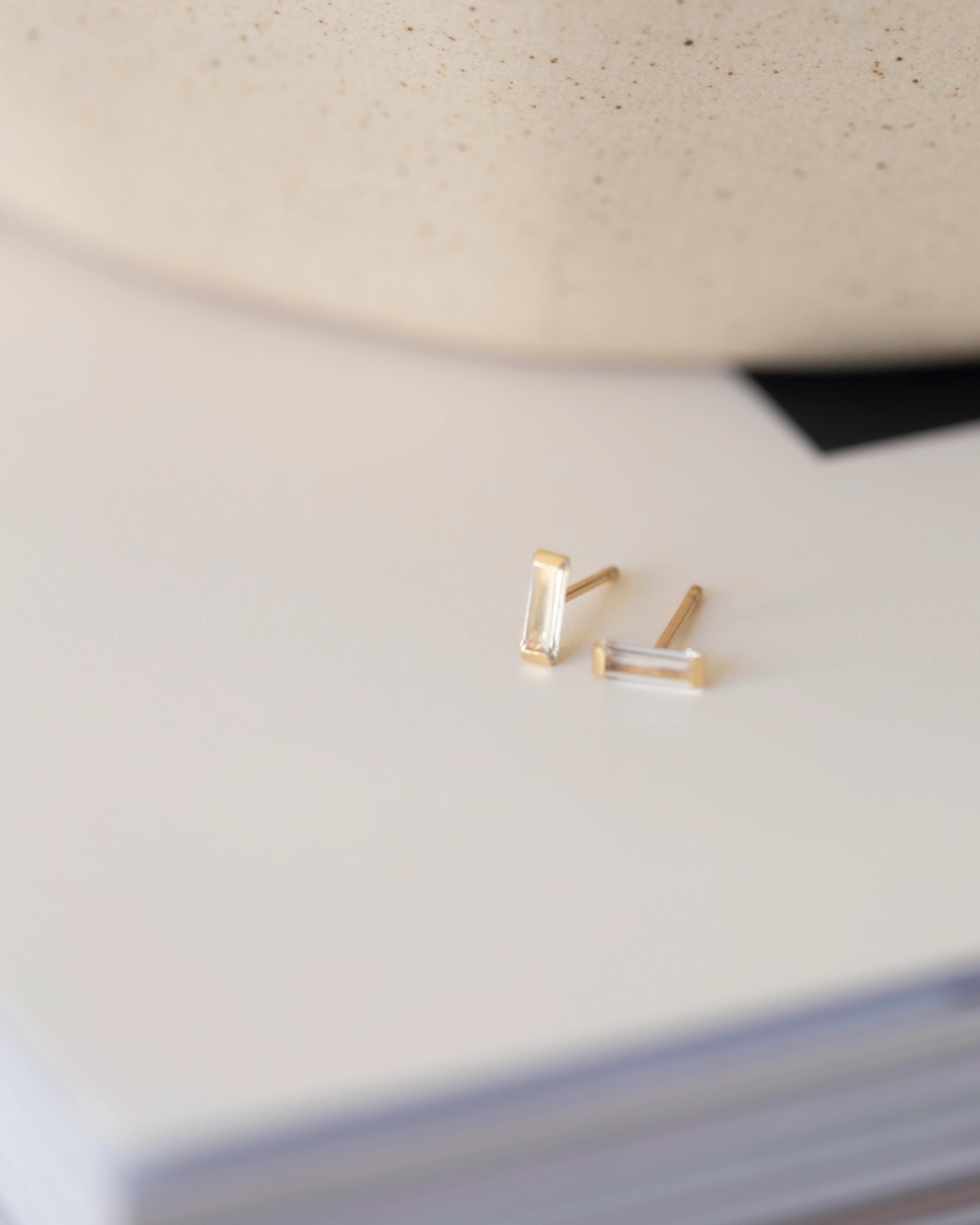 14k CZ Diamond Baguette Earrings - Image 3