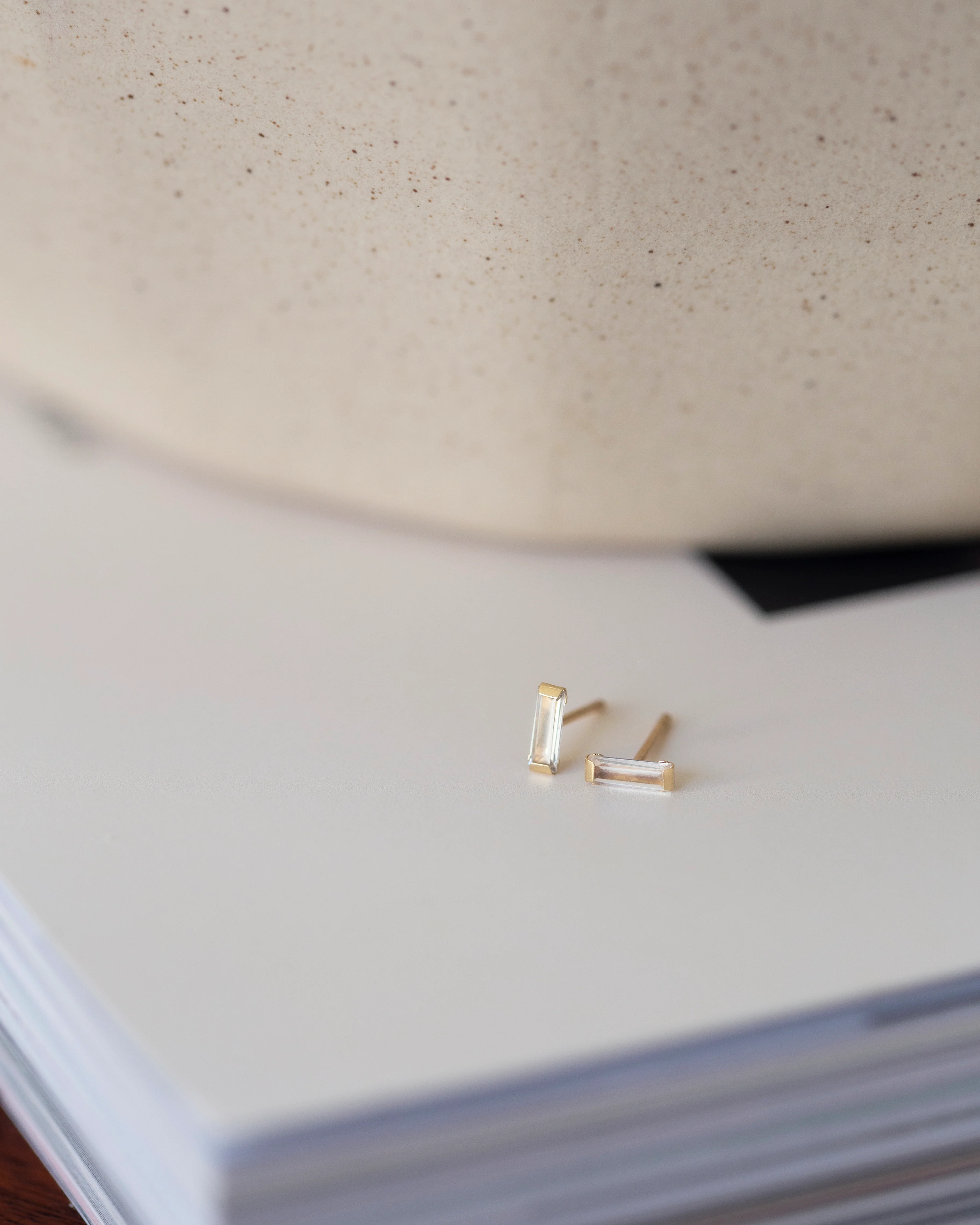 14k CZ Diamond Baguette Earrings - Image 4