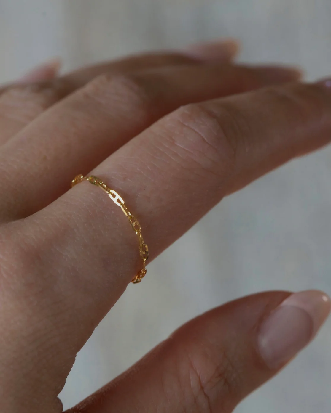 14k Dainty Anchor Chain Ring - Image 3