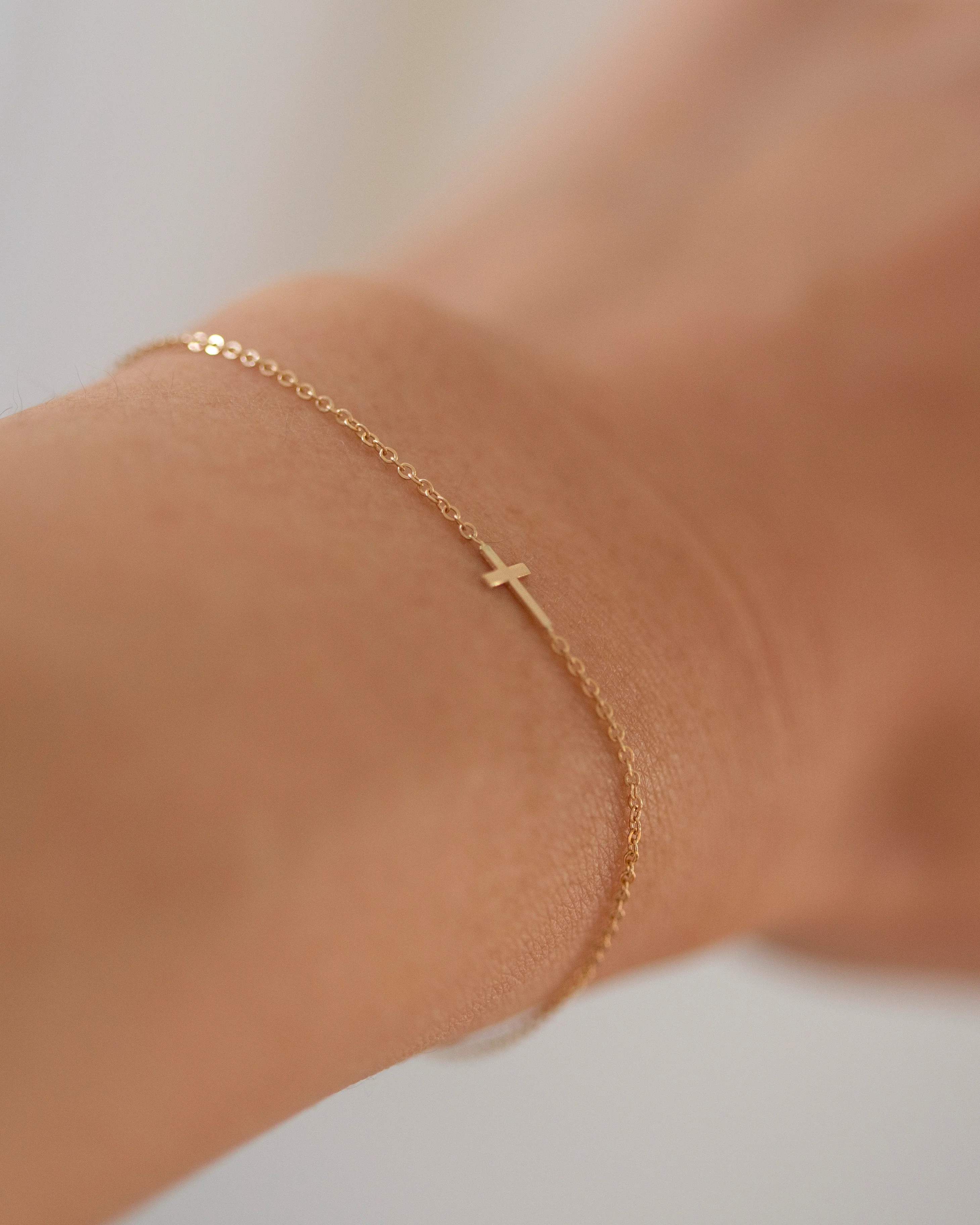 14k Dainty Cross Bracelet - Image 2