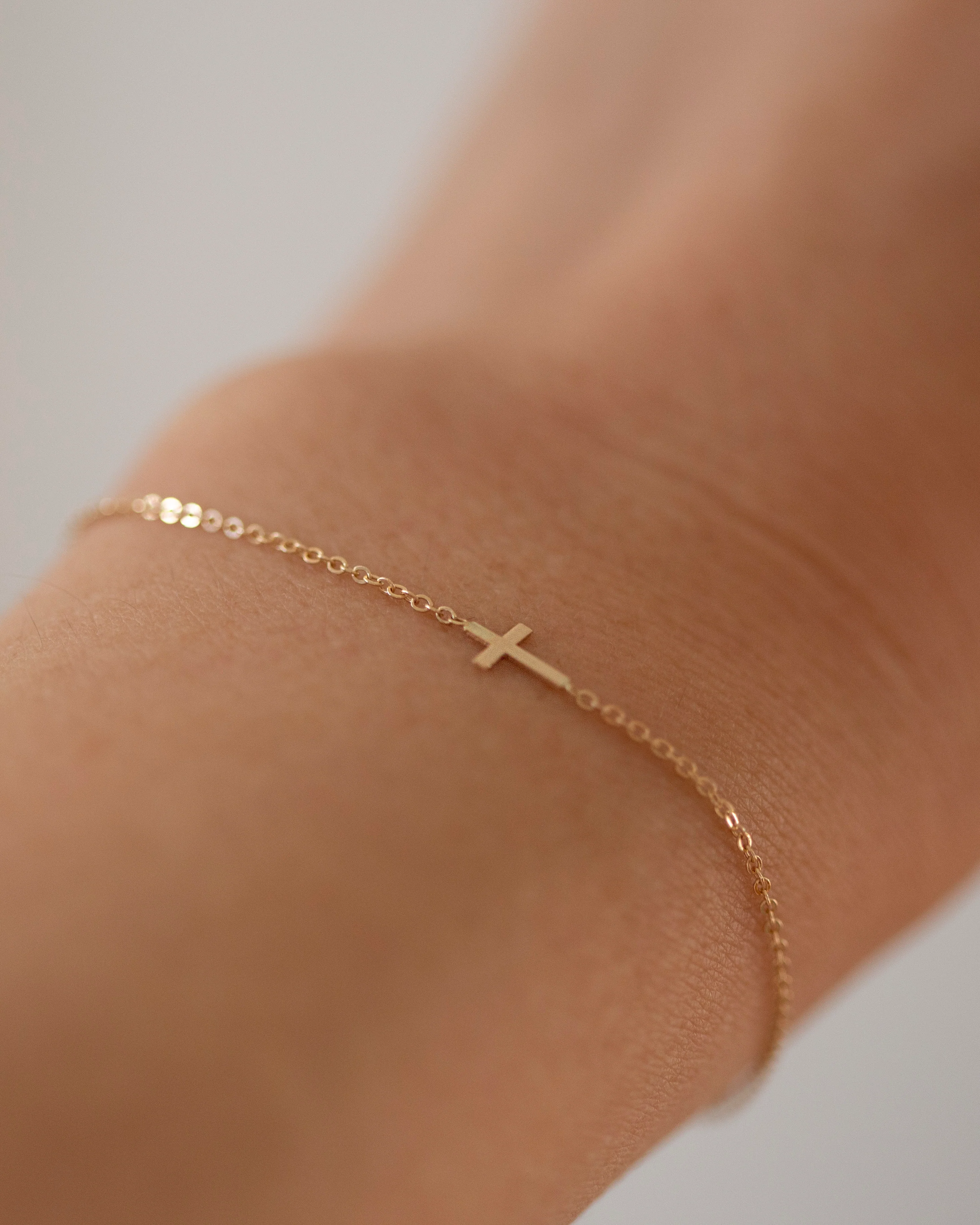 14k Dainty Cross Bracelet - Image 3