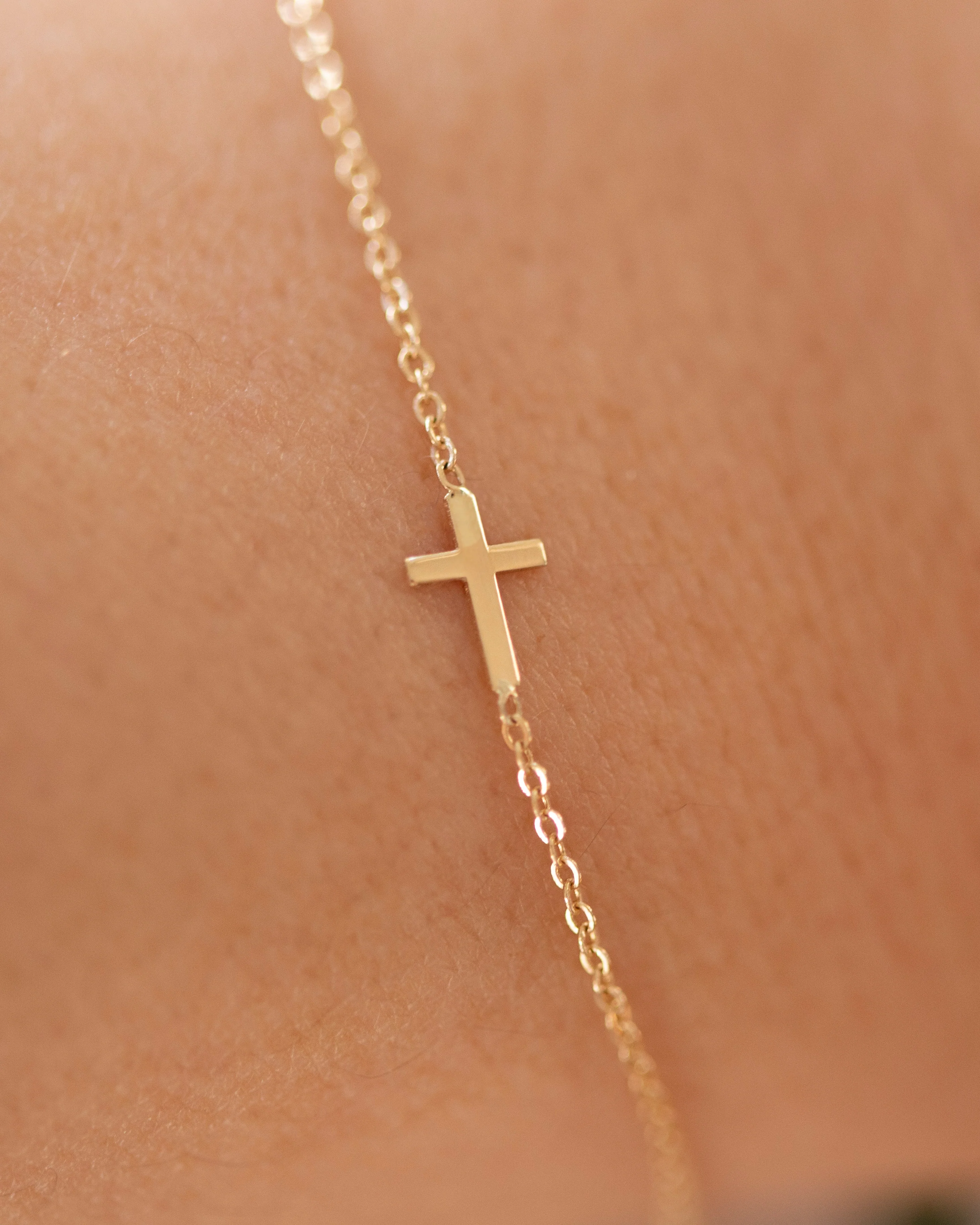 14k Dainty Cross Bracelet - Image 4