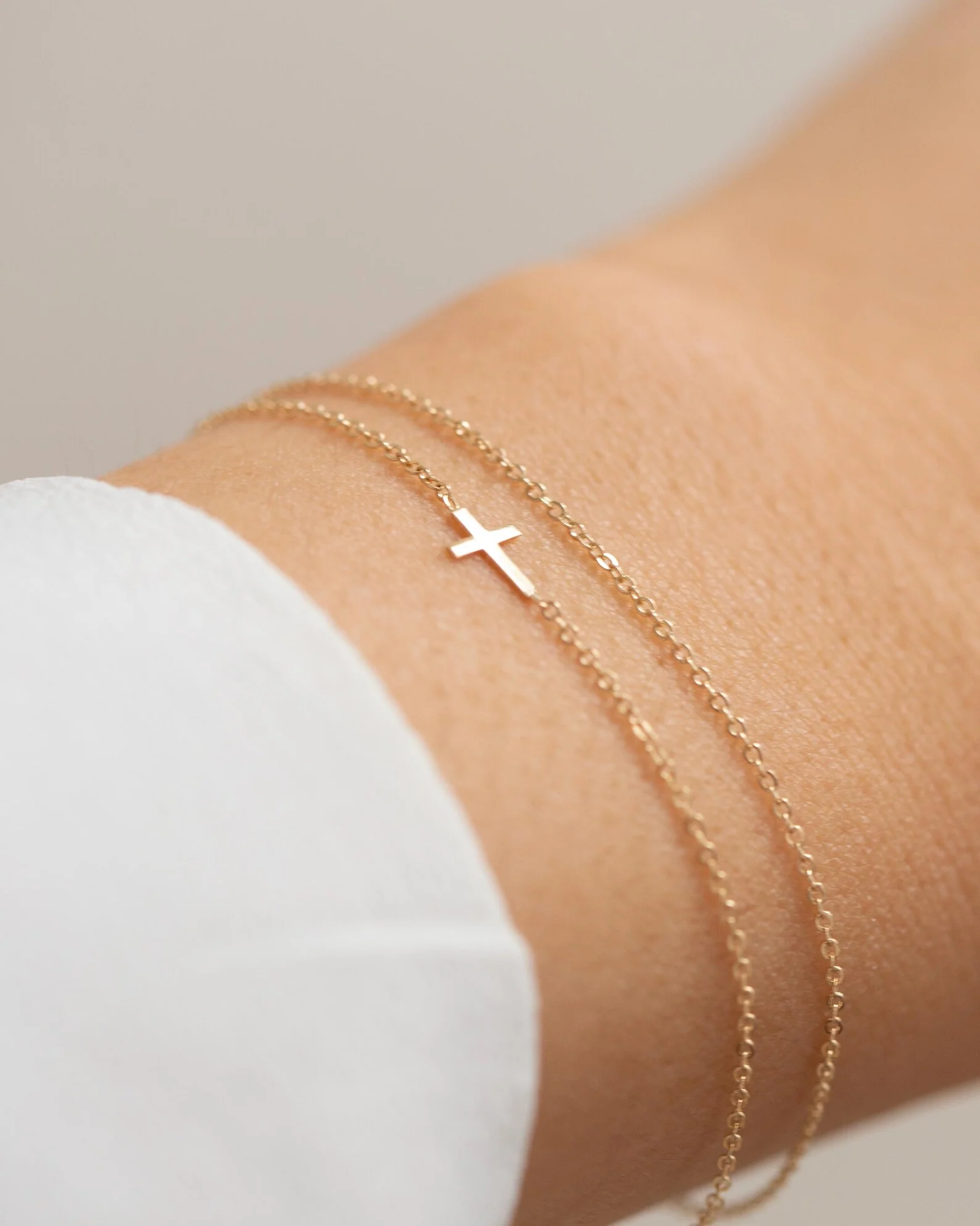 14k Dainty Cross Bracelet - Image 5