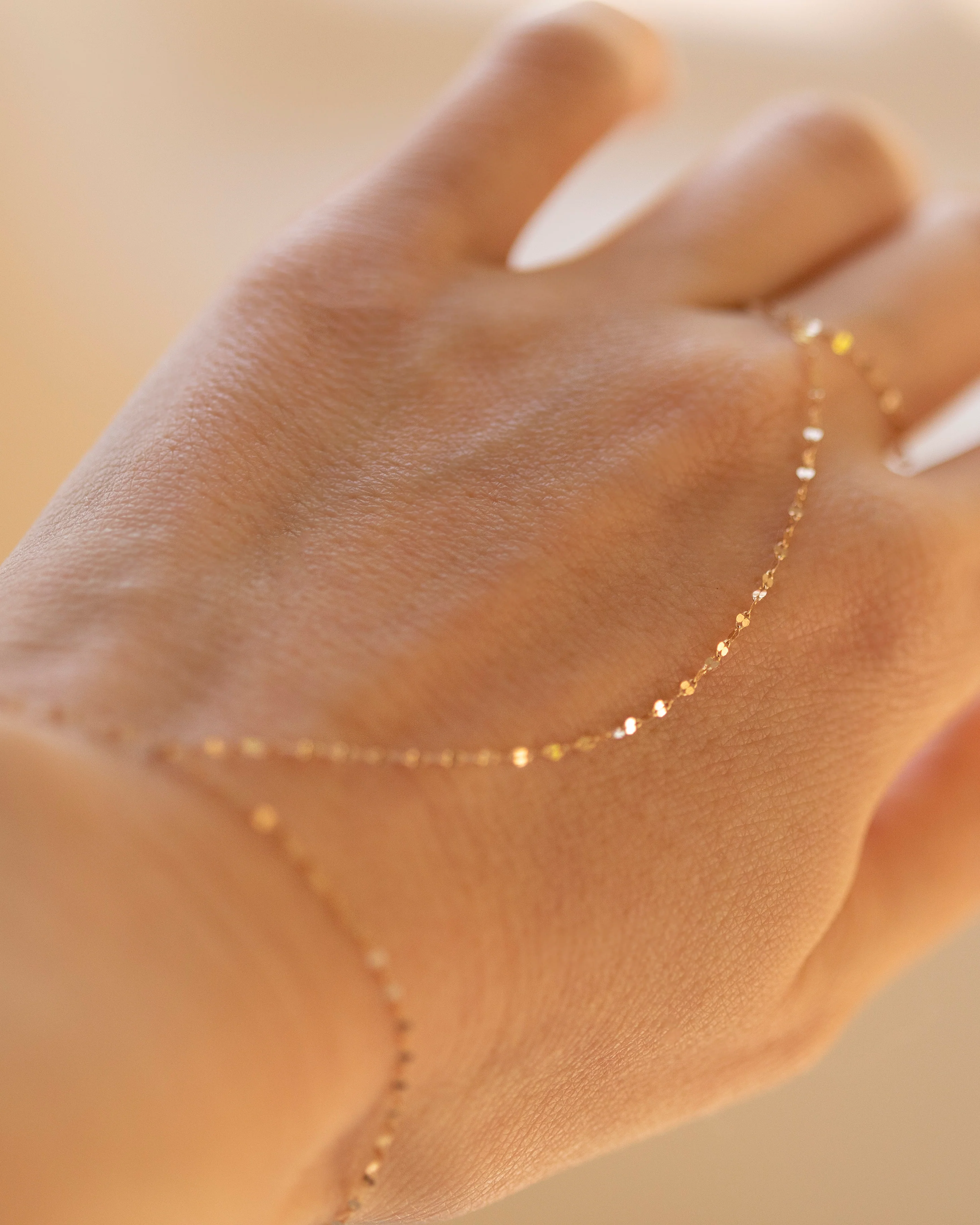 14k Dainty Dapped Chain Hand Bracelet - Image 4