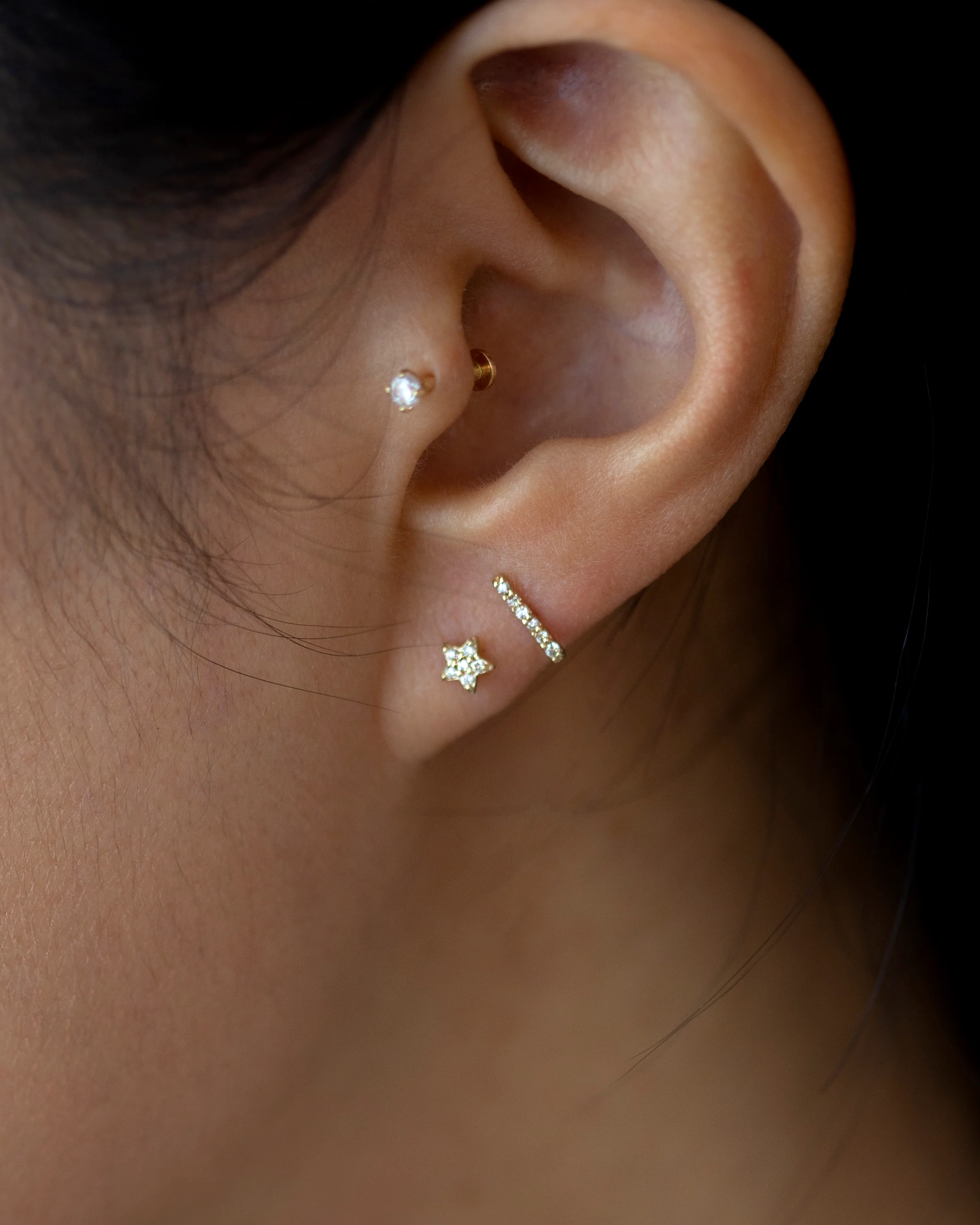 14k Diamond Bar Stud - Image 8