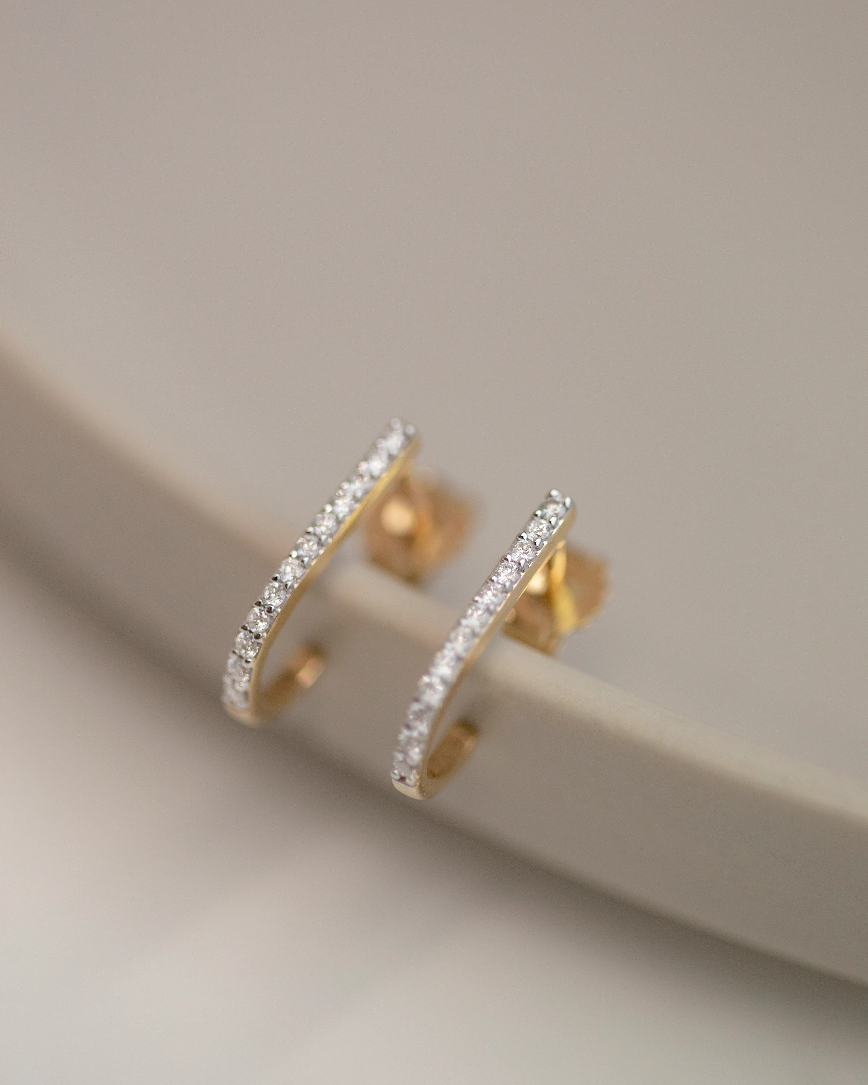 14k Diamond Half J-Hoop Earrings - Image 2