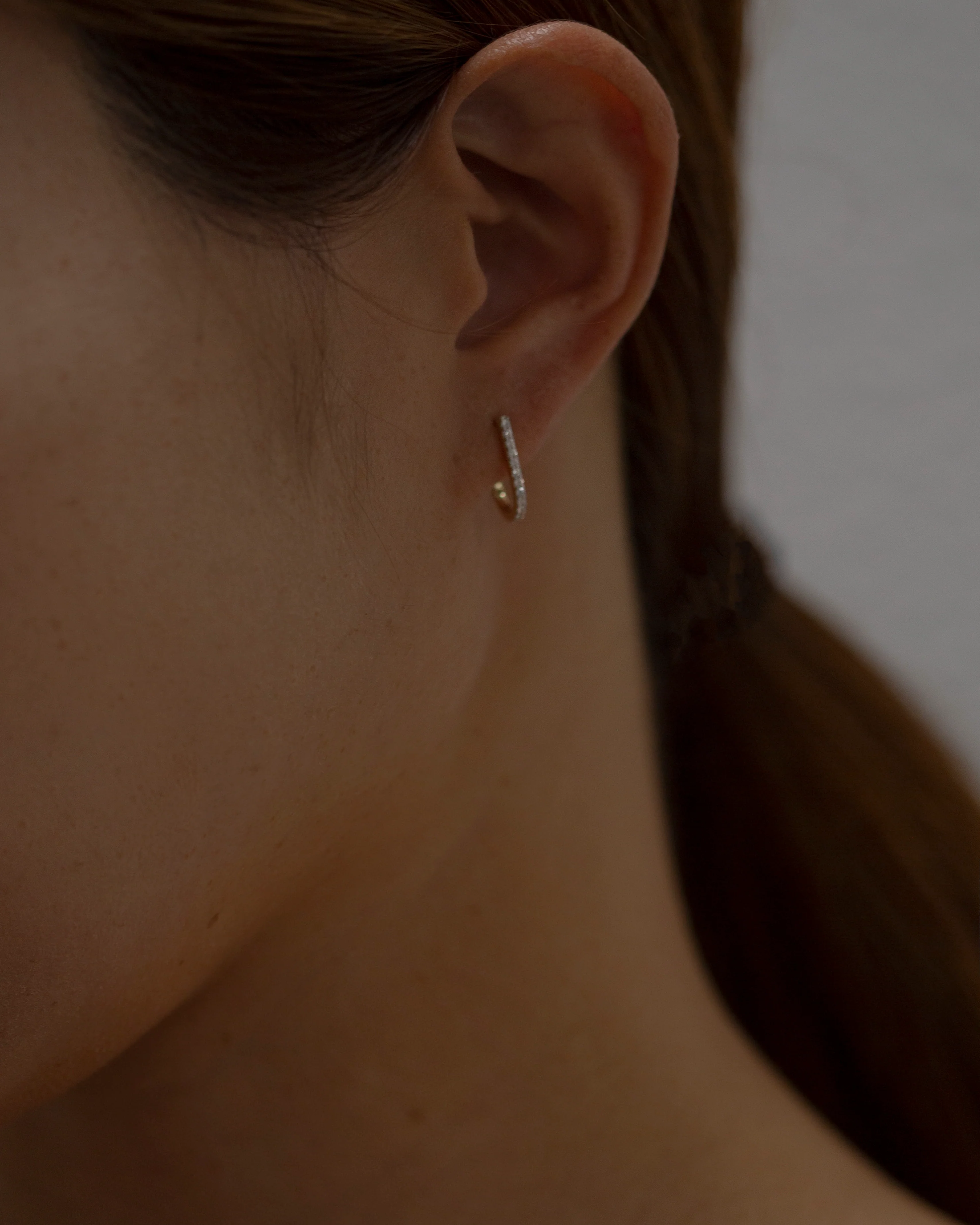 14k Diamond Half J-Hoop Earrings - Image 3