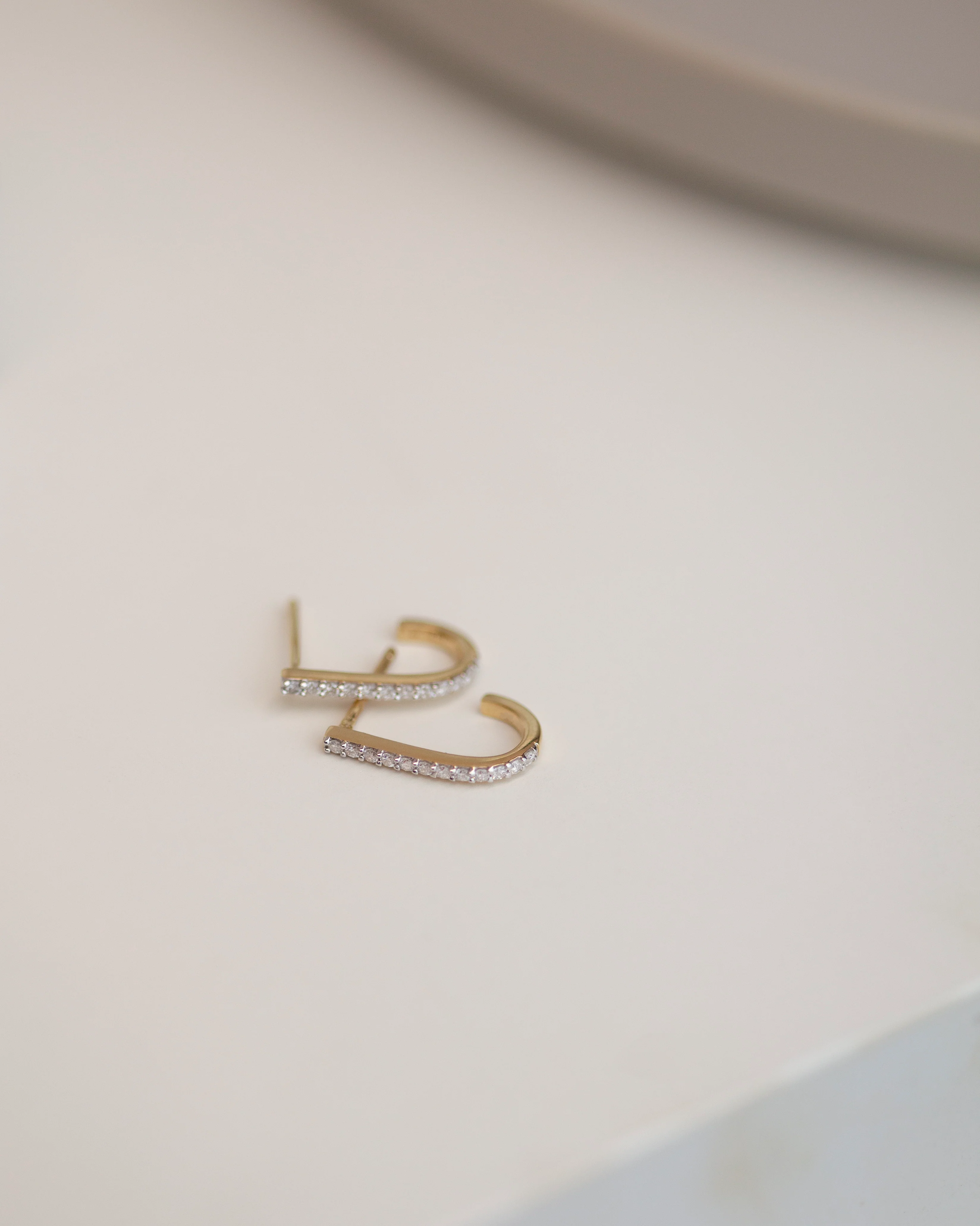 14k Diamond Half J-Hoop Earrings - Image 6
