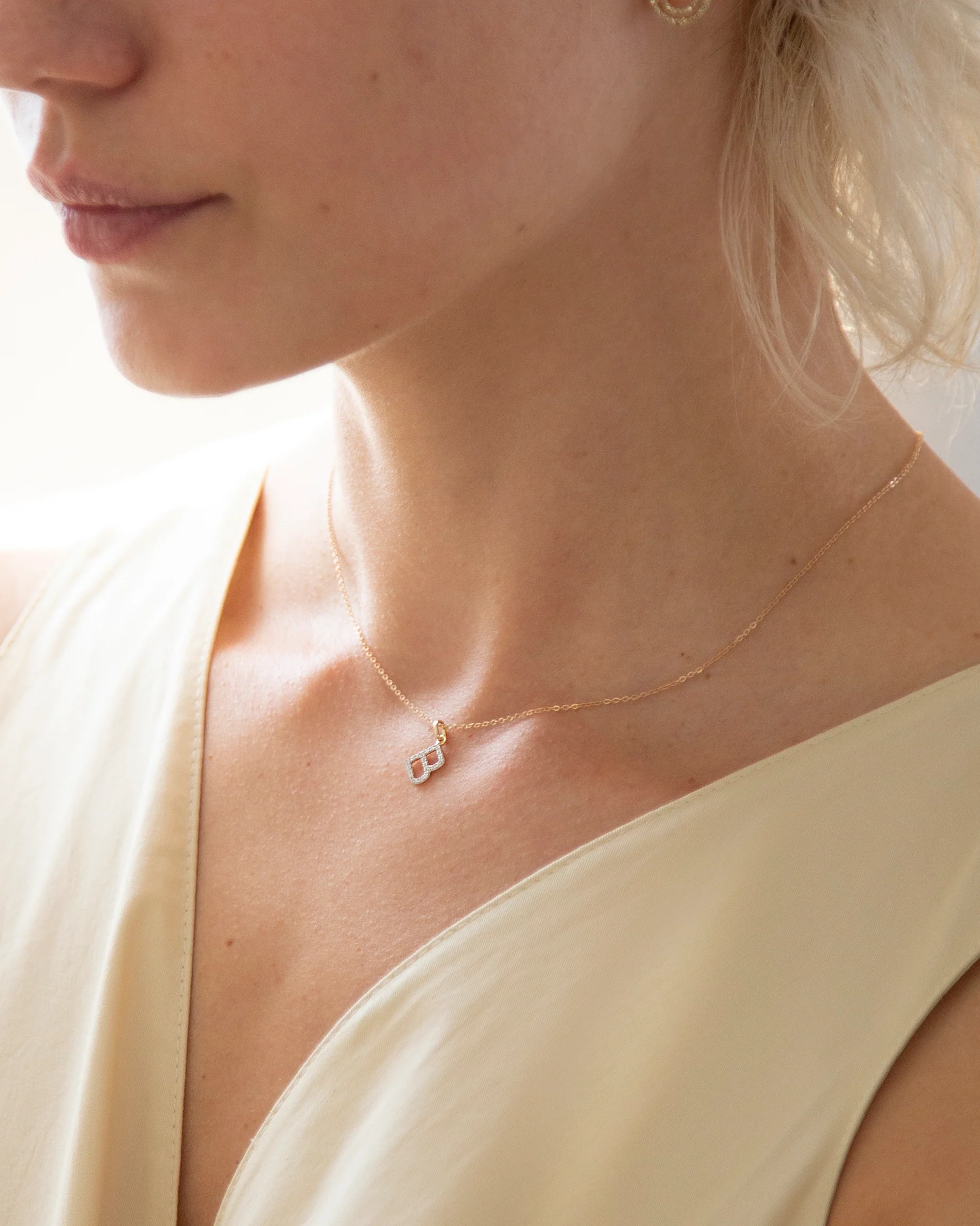 14K Diamond Initial Necklace - Image 3