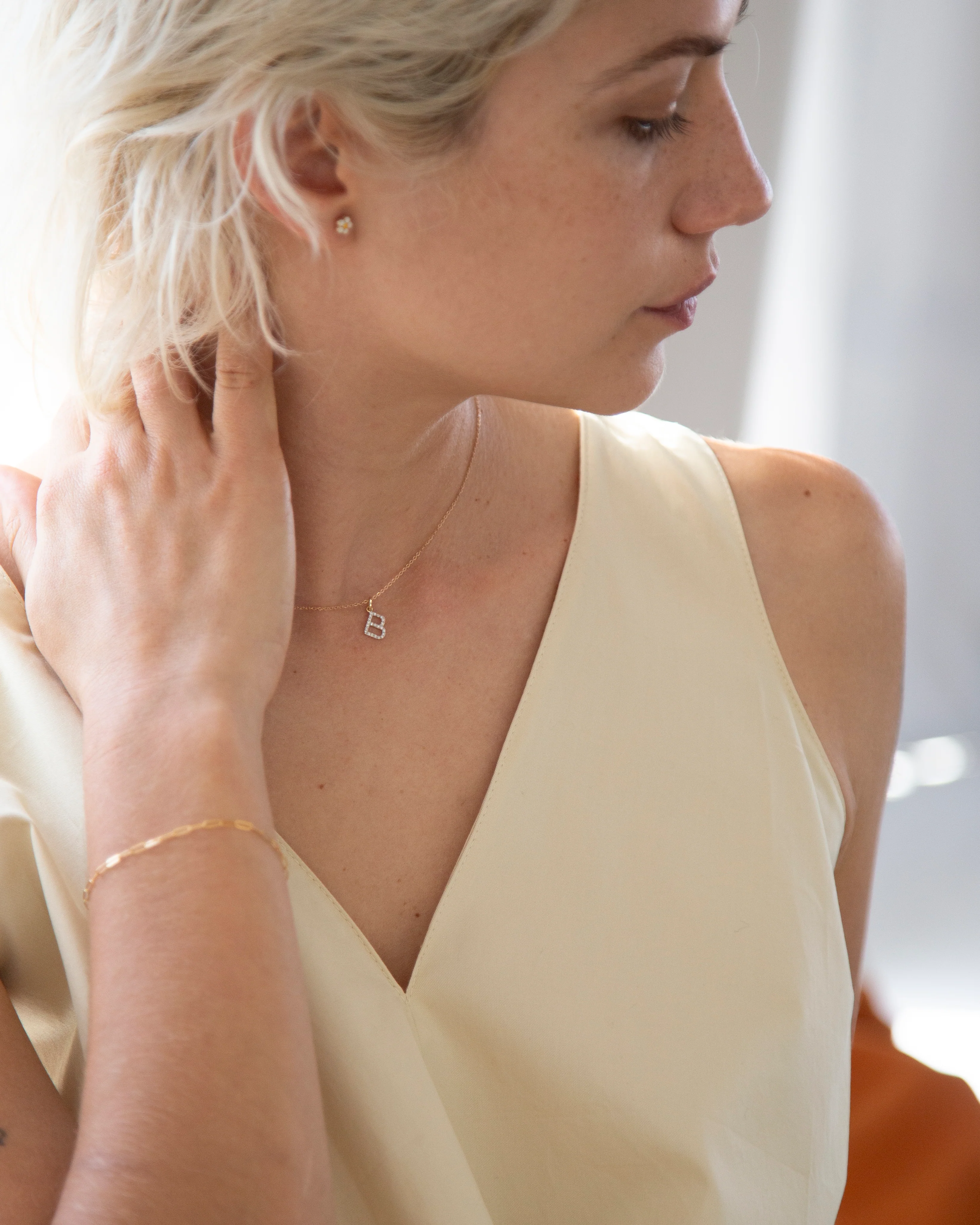 14K Diamond Initial Necklace - Image 5
