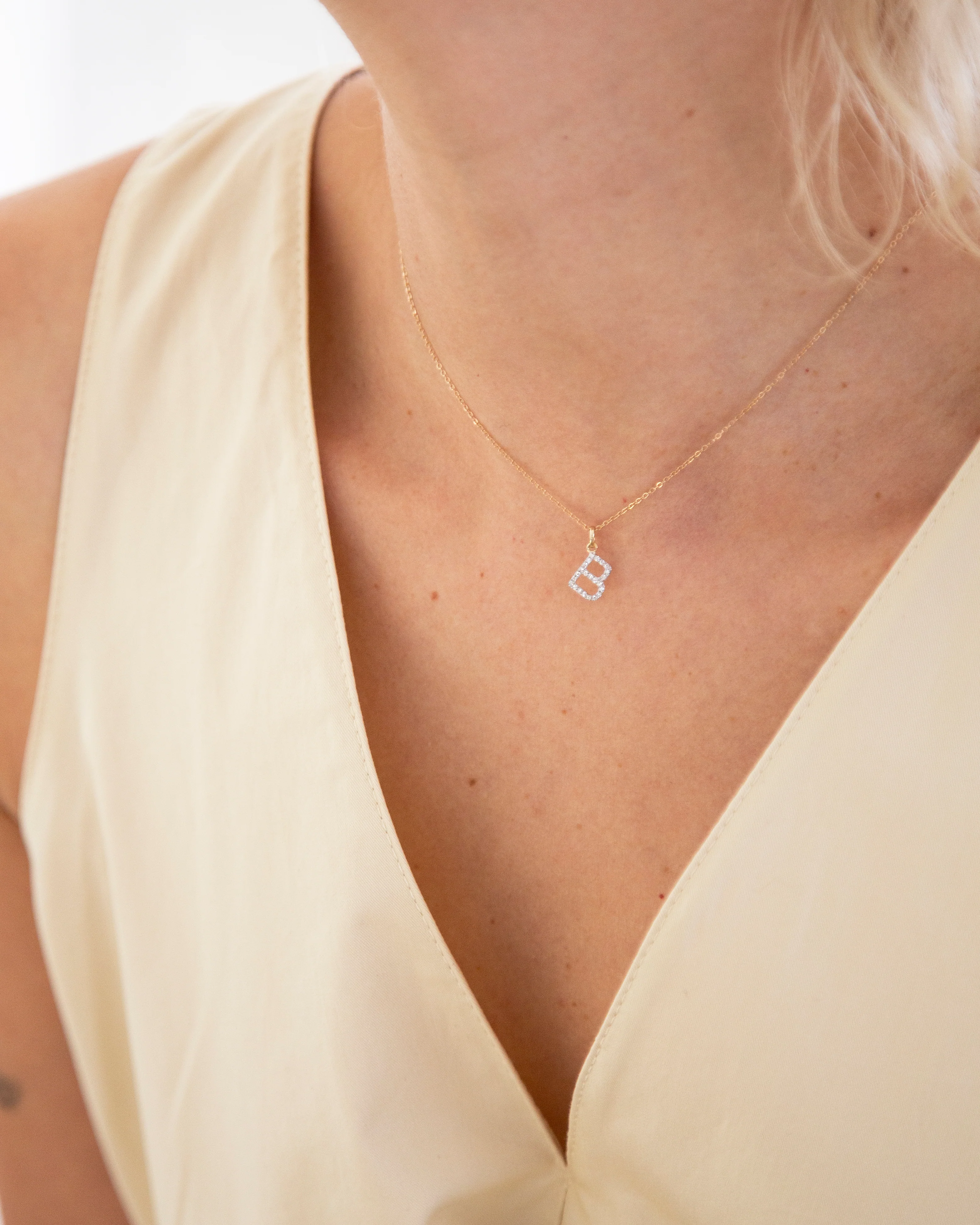 14K Diamond Initial Necklace - Image 6