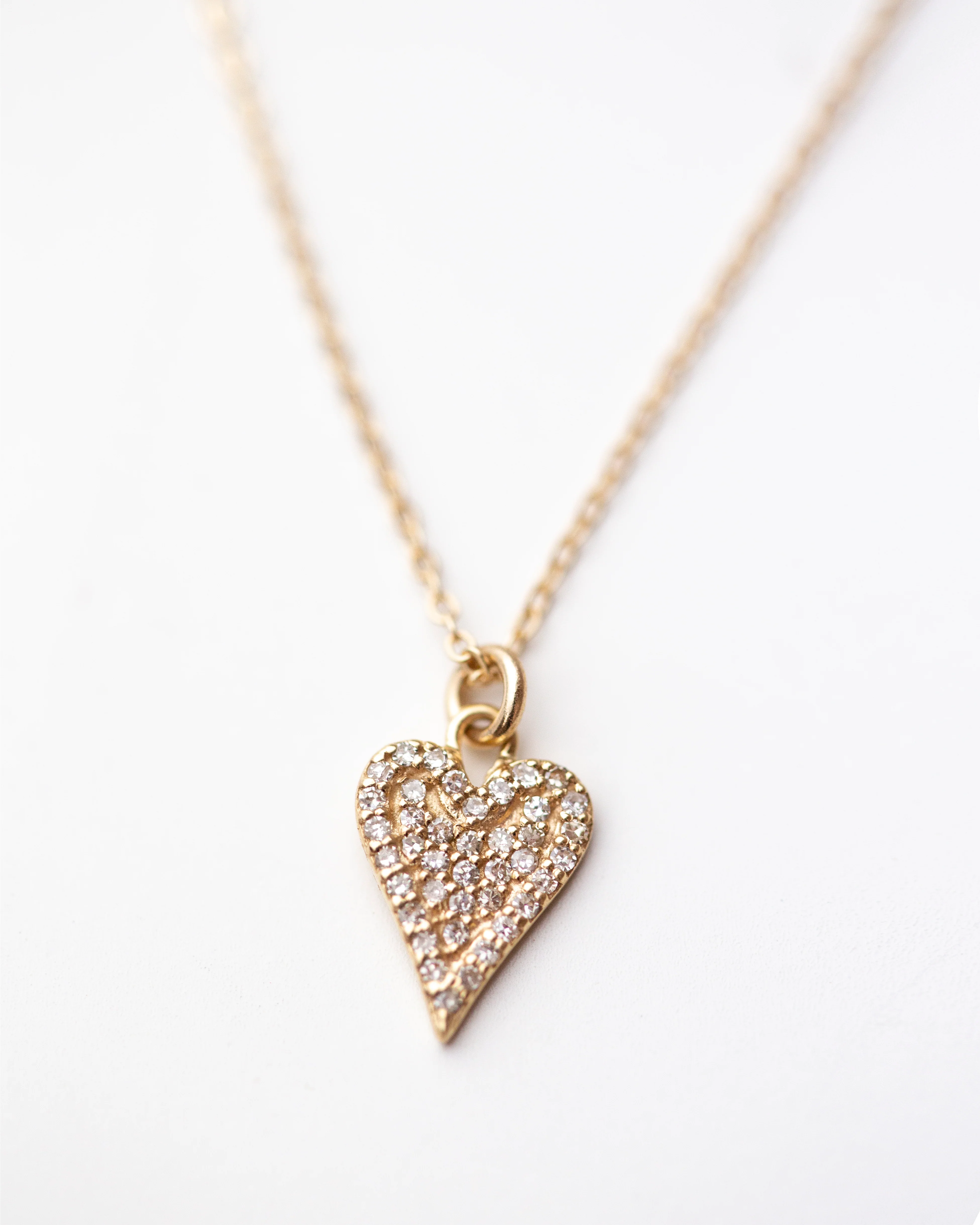 14k Diamond Pave Heart charm Necklace - Image 4