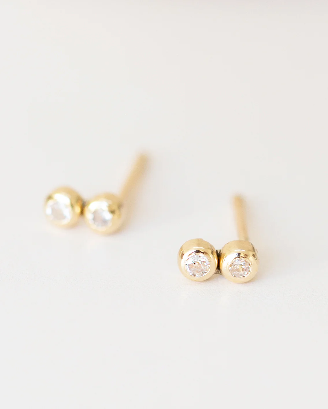 14k Double/ Triple CZ Stud Earrings