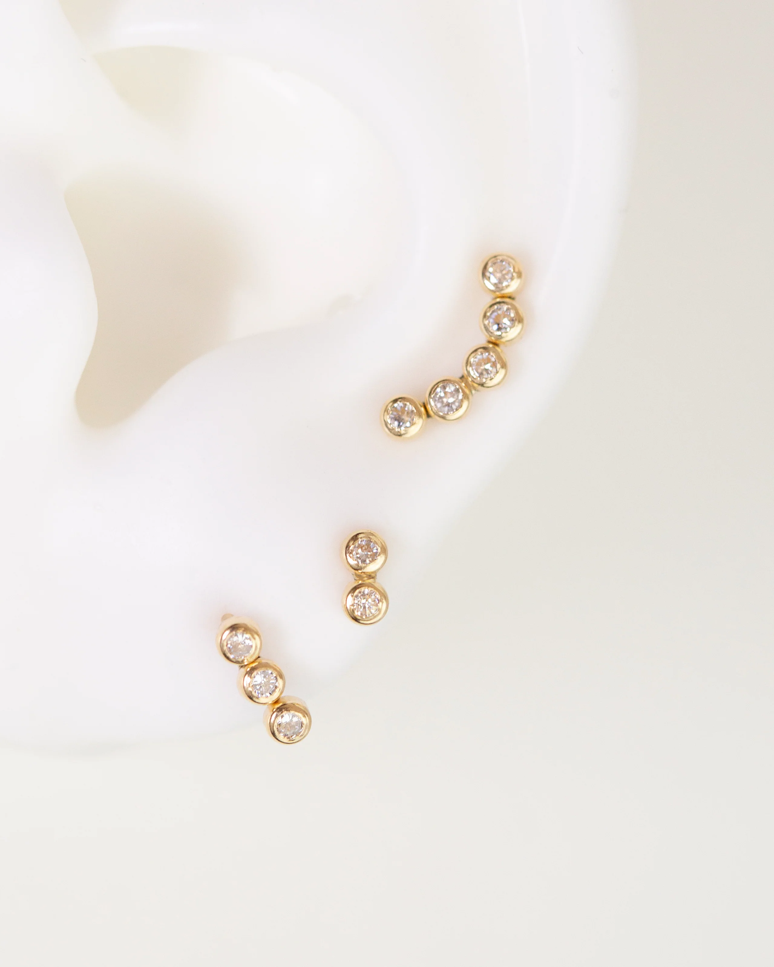 14k Double/ Triple CZ Stud Earrings - Image 3