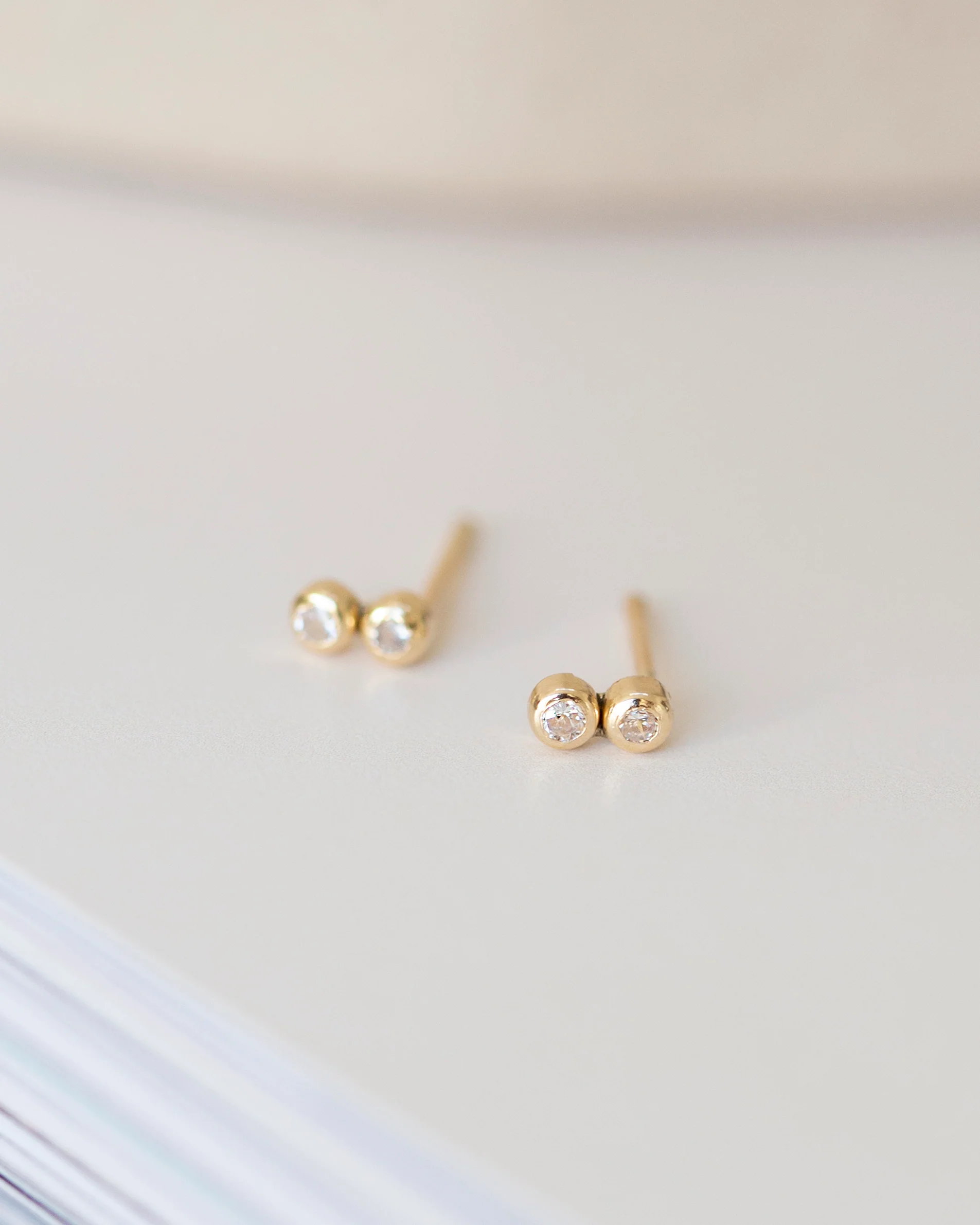 14k Double/ Triple CZ Stud Earrings - Image 4