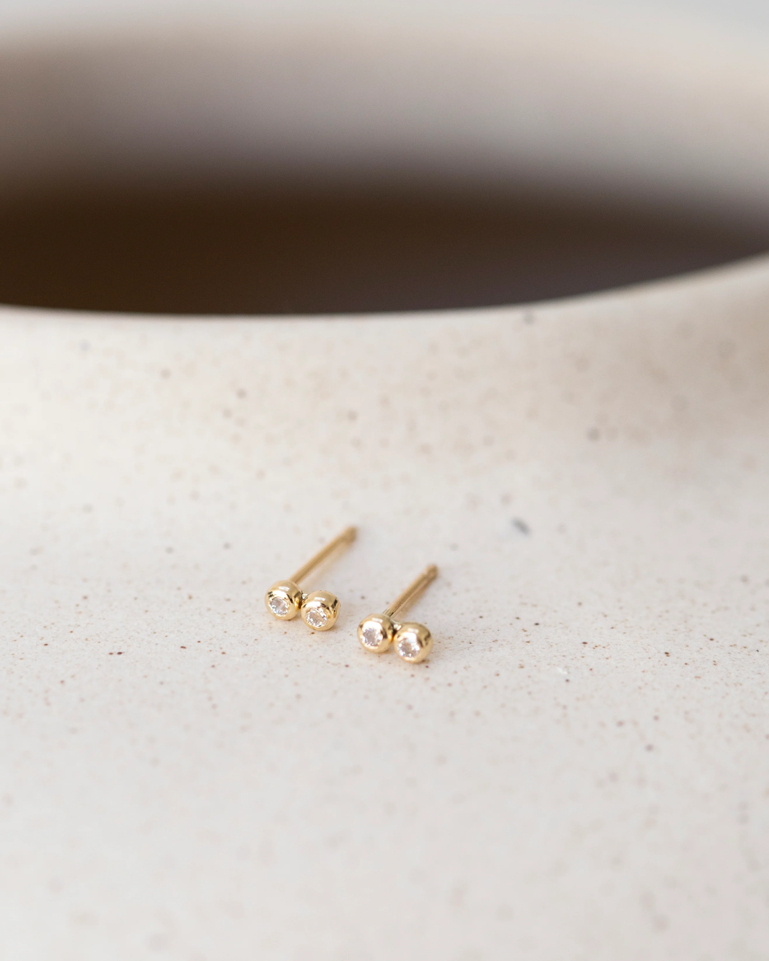 14k Double/ Triple CZ Stud Earrings - Image 5