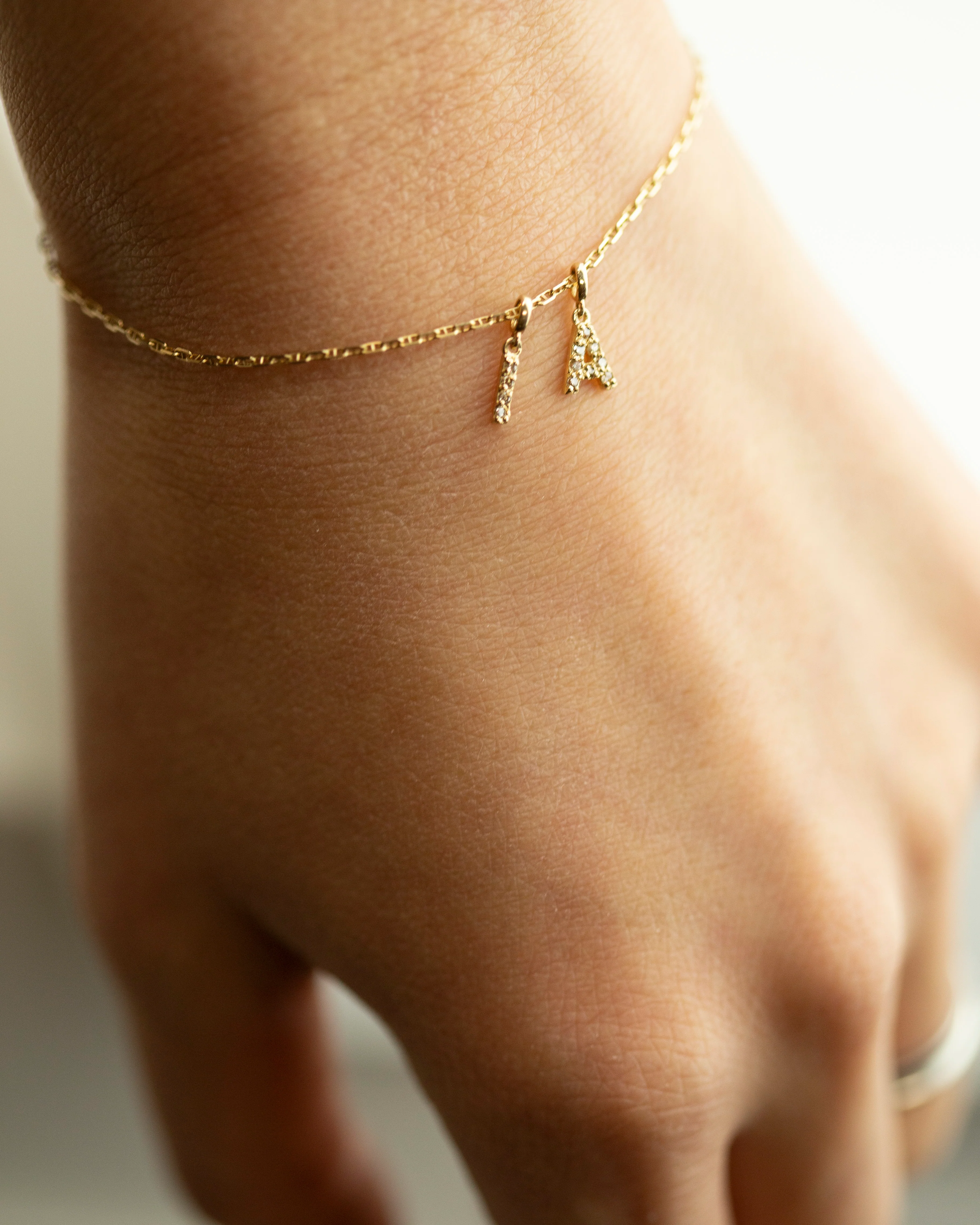 14k Genuine Diamond Initial Bracelet - Image 2