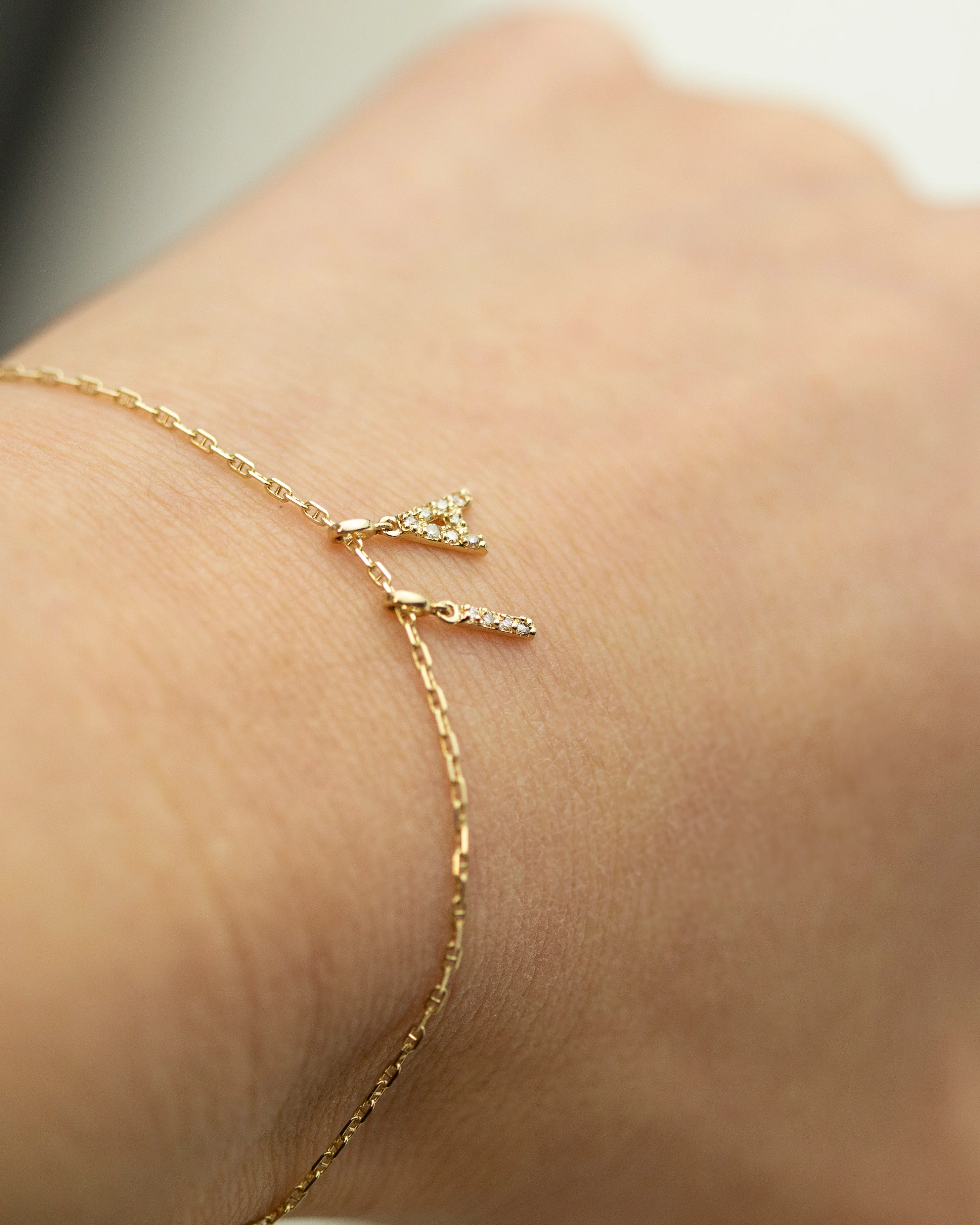 14k Genuine Diamond Initial Bracelet - Image 3