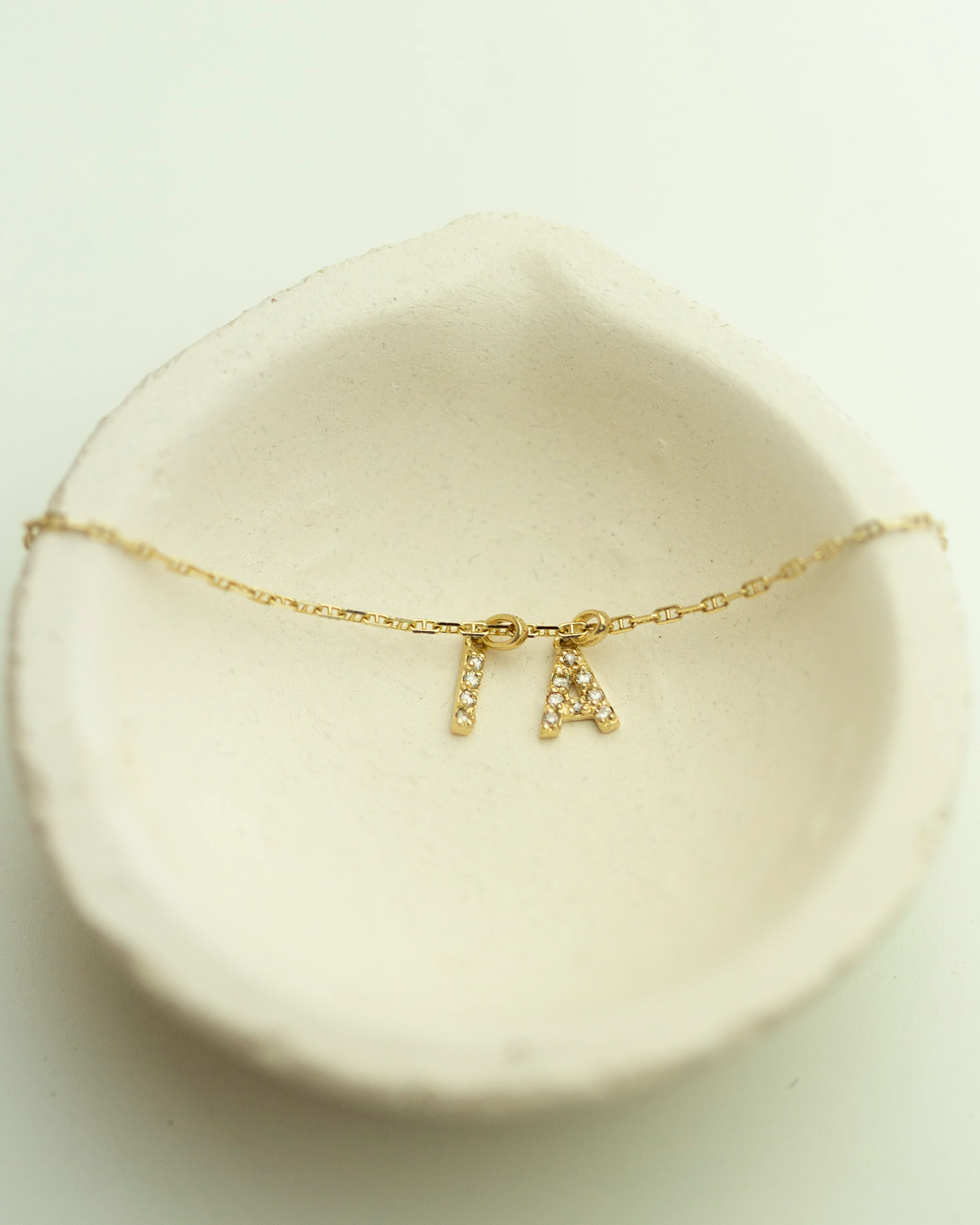14k Genuine Diamond Initial Bracelet - Image 4