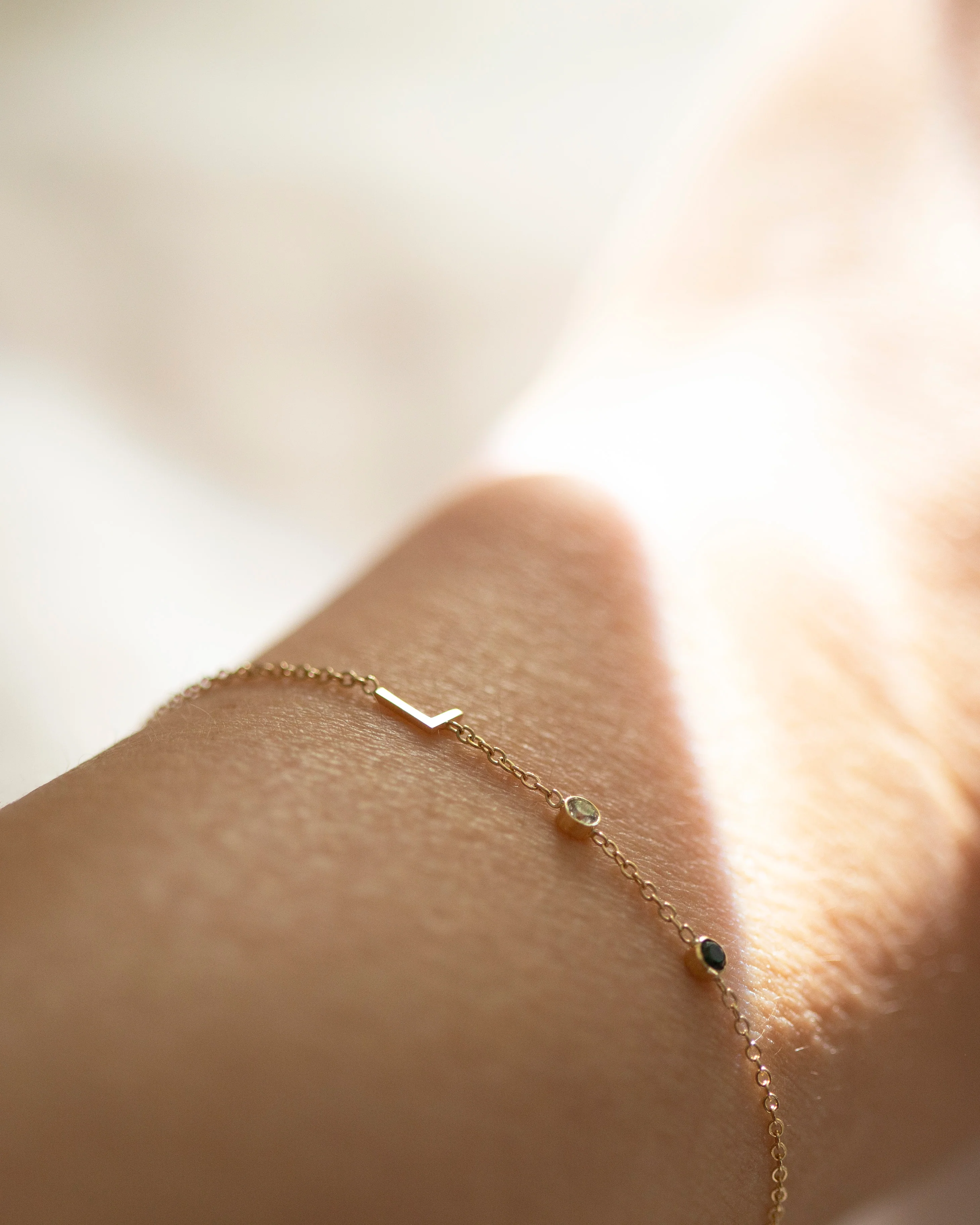 14k Gold Birthstone Letter Bracelet - Image 4