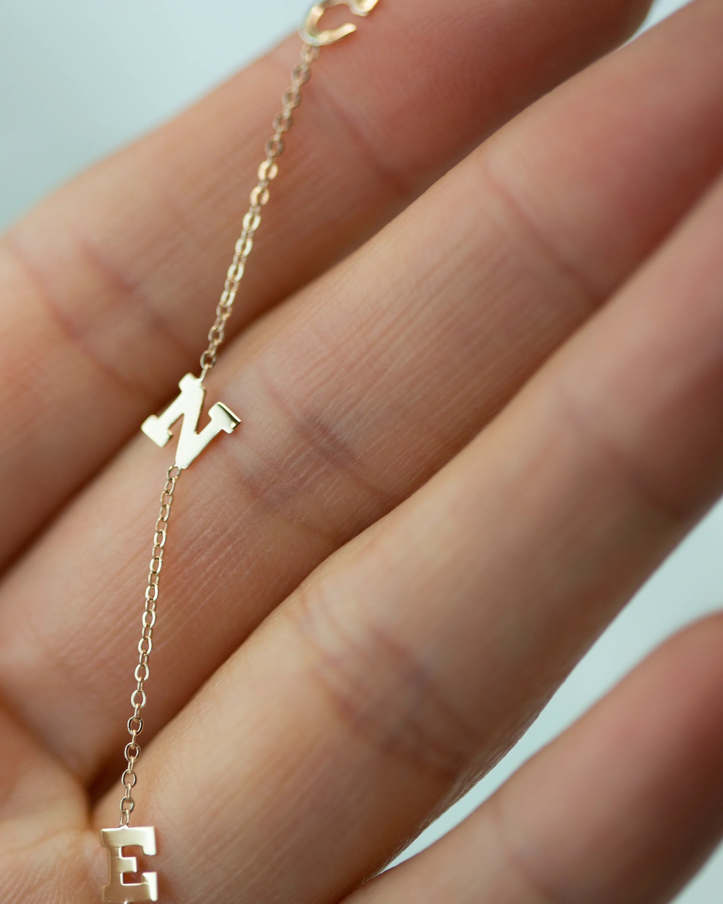 14k Gold Block Font Initial Letter Necklace - Image 4