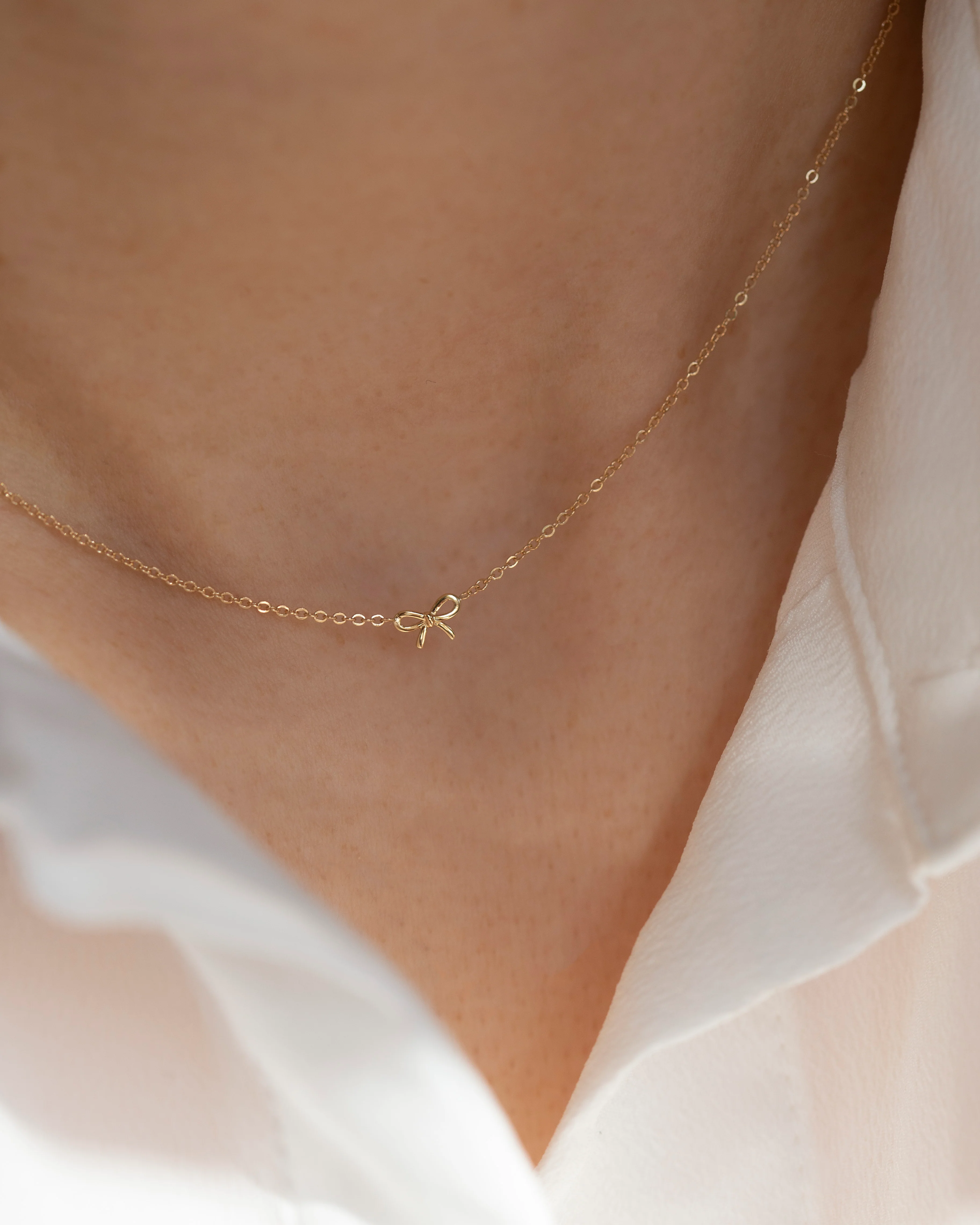 14k Gold Dainty Bow Necklace - Image 5