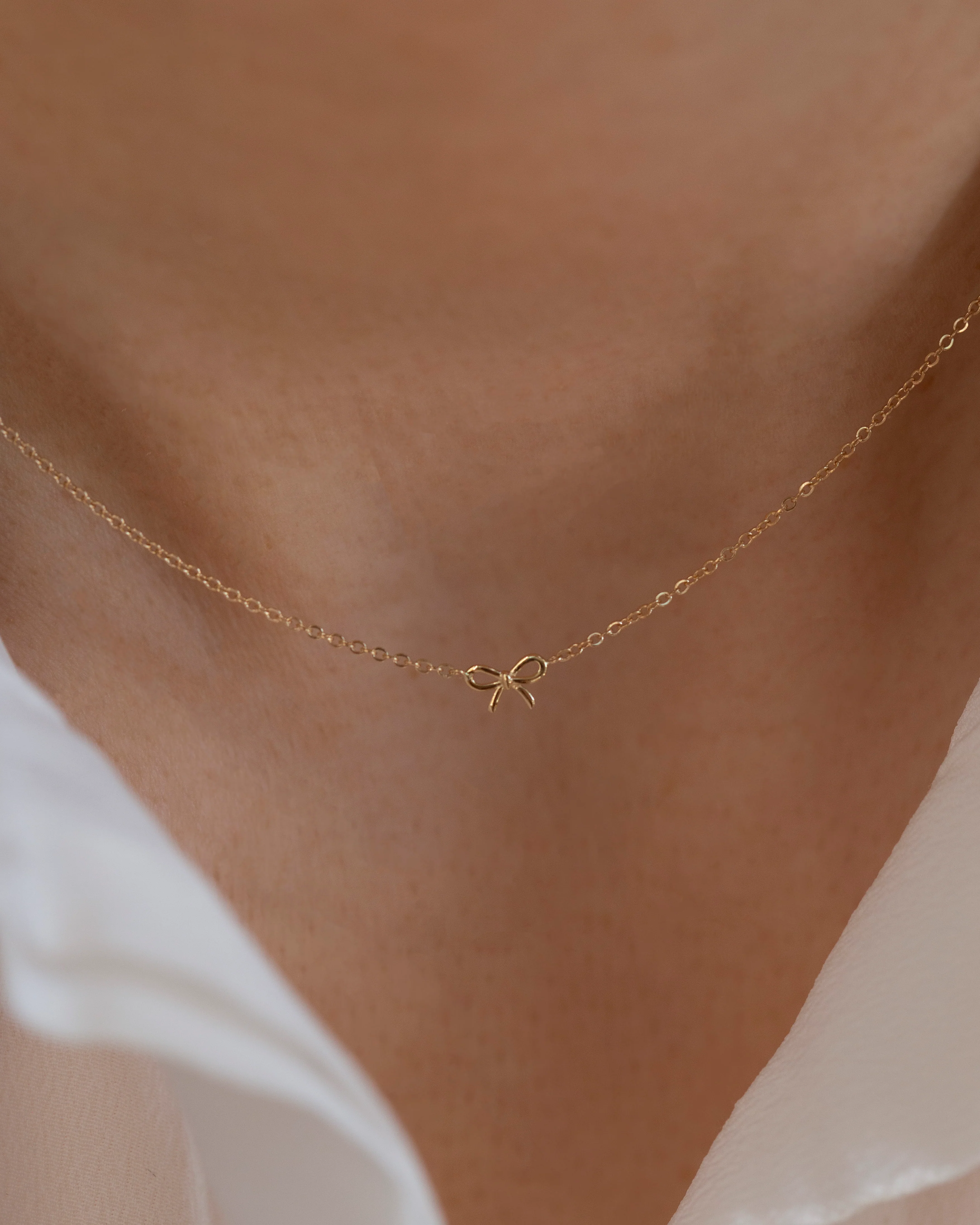 14k Gold Dainty Bow Necklace - Image 7