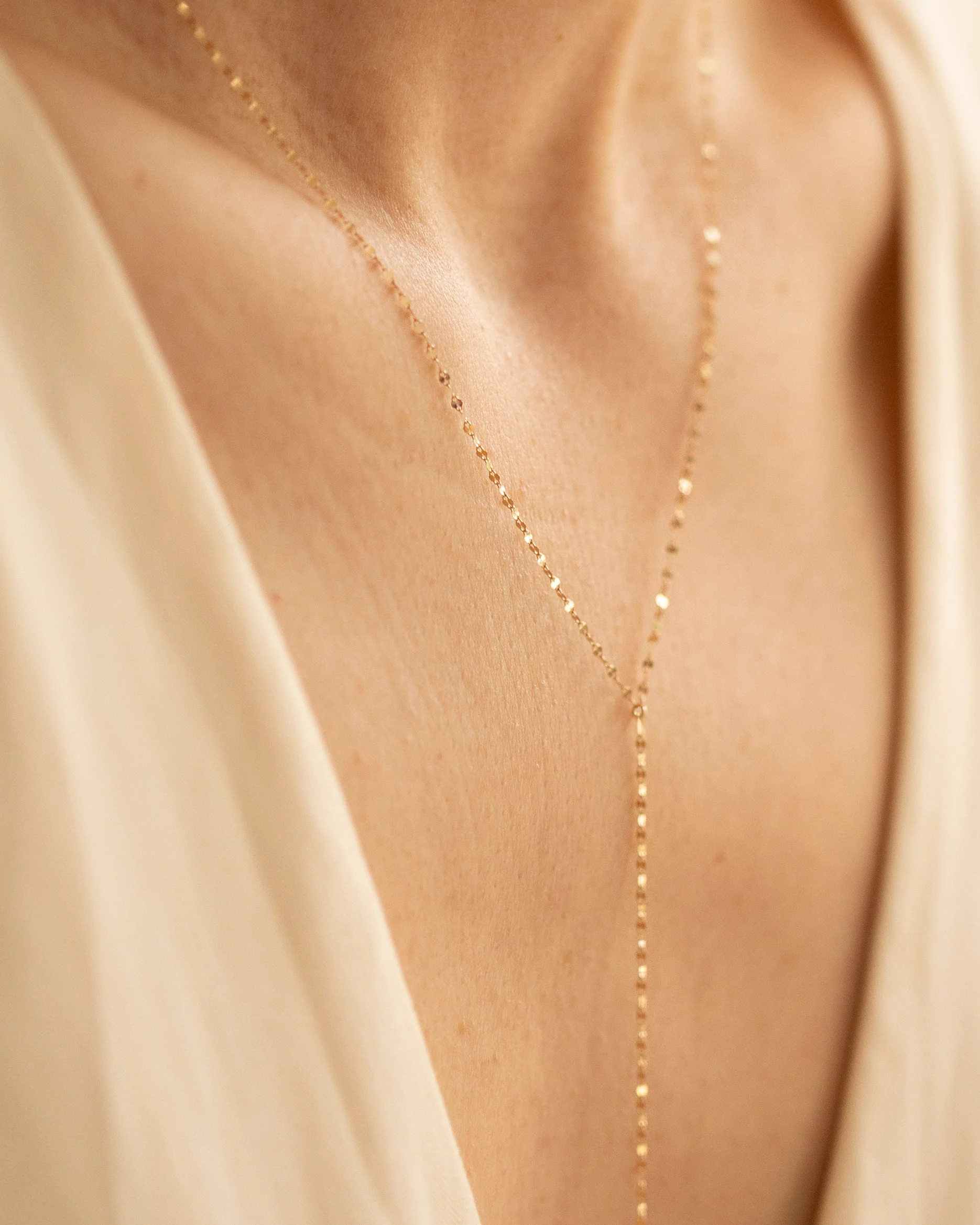 14k gold Dapped Chain Lariat Necklace - Image 5