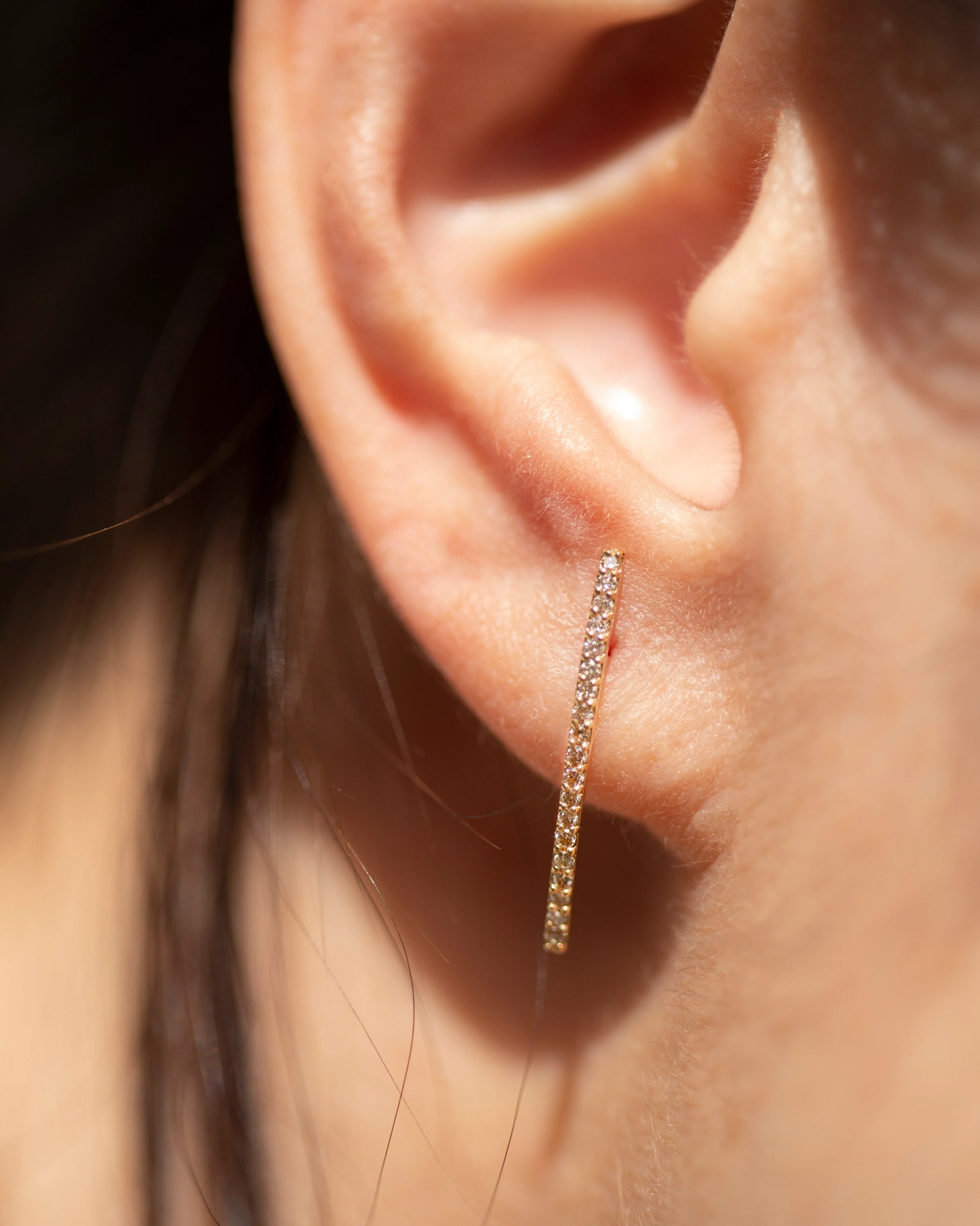 14k gold diamond bar earrings
