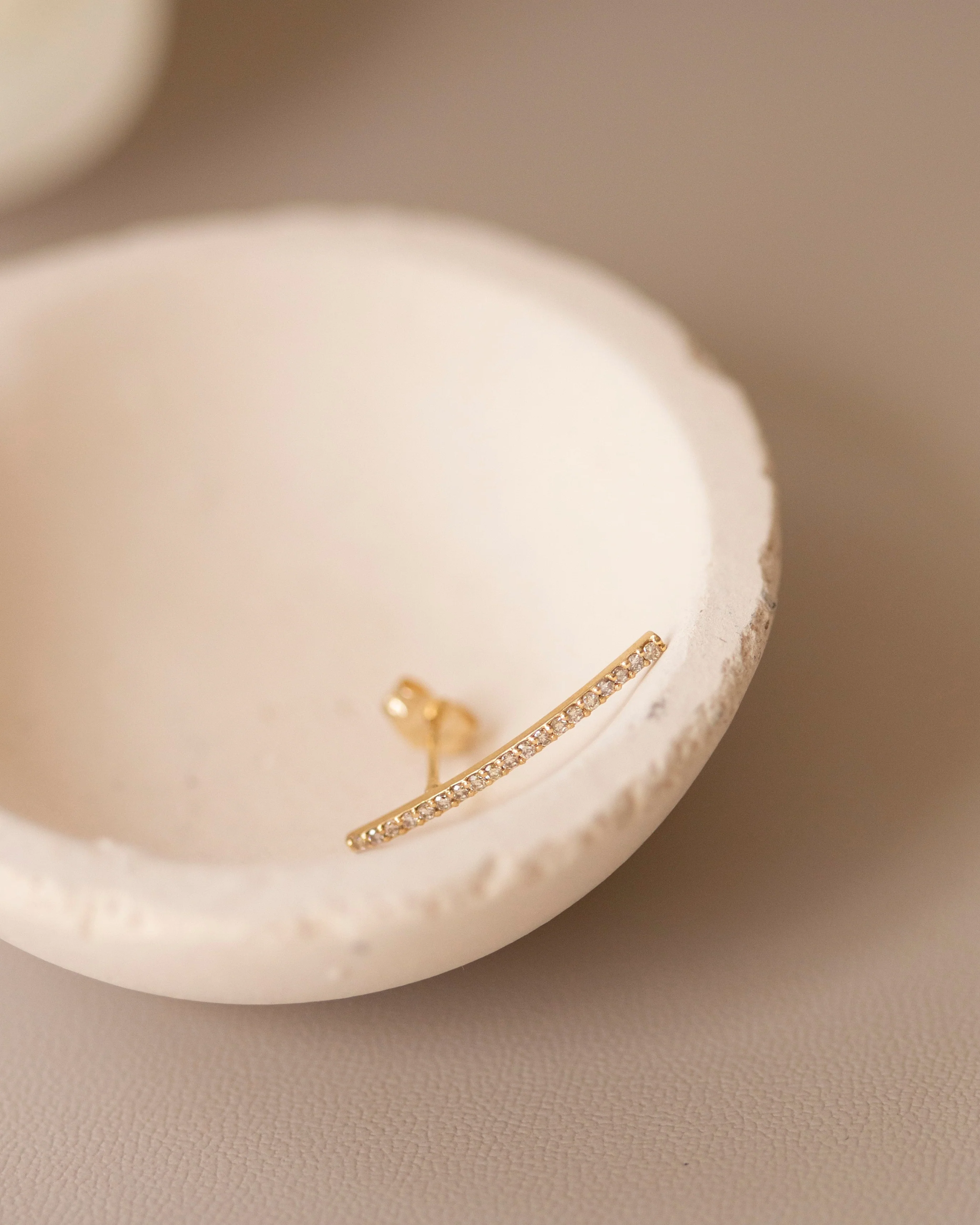 14k gold diamond bar earrings - Image 2