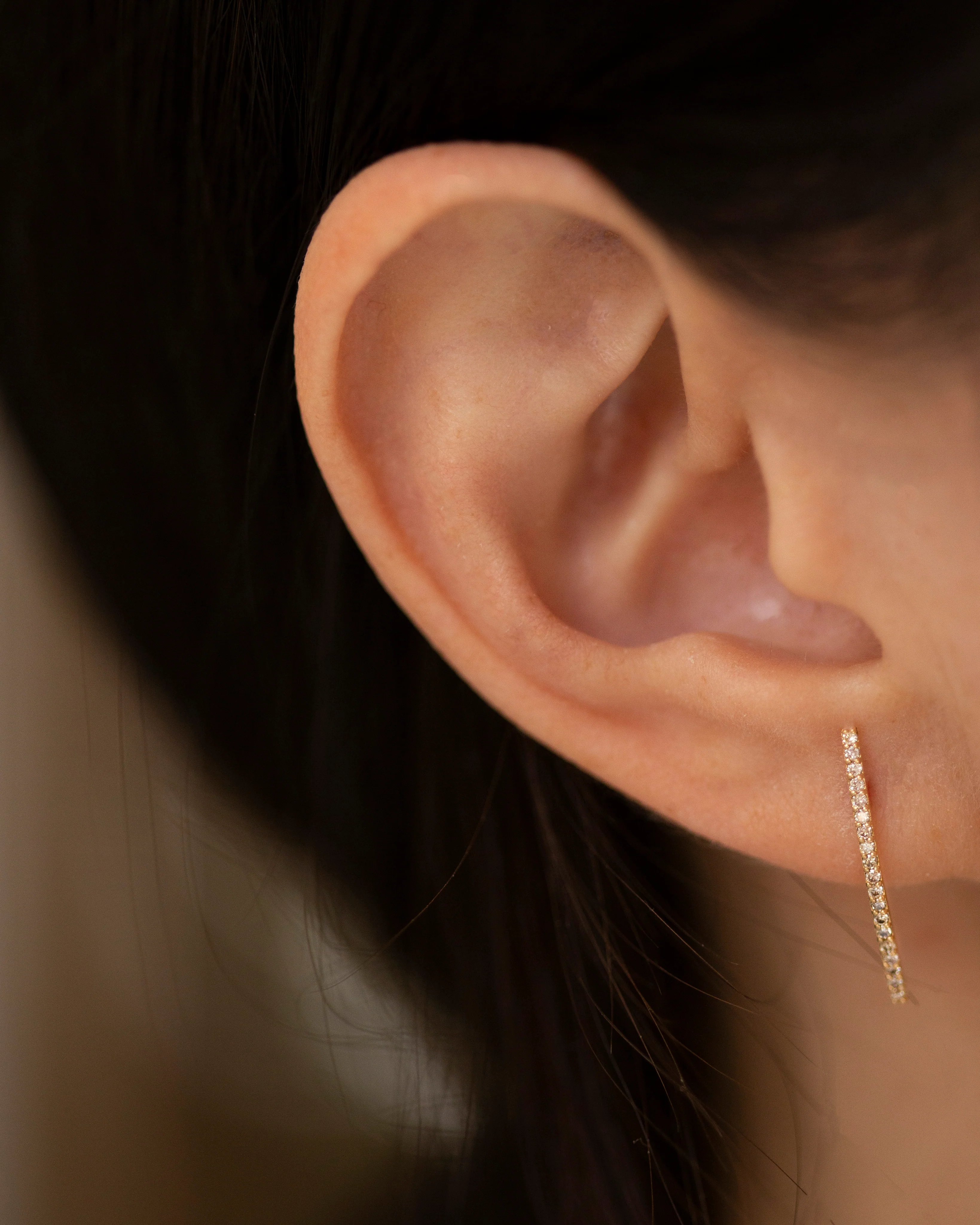 14k gold diamond bar earrings - Image 6