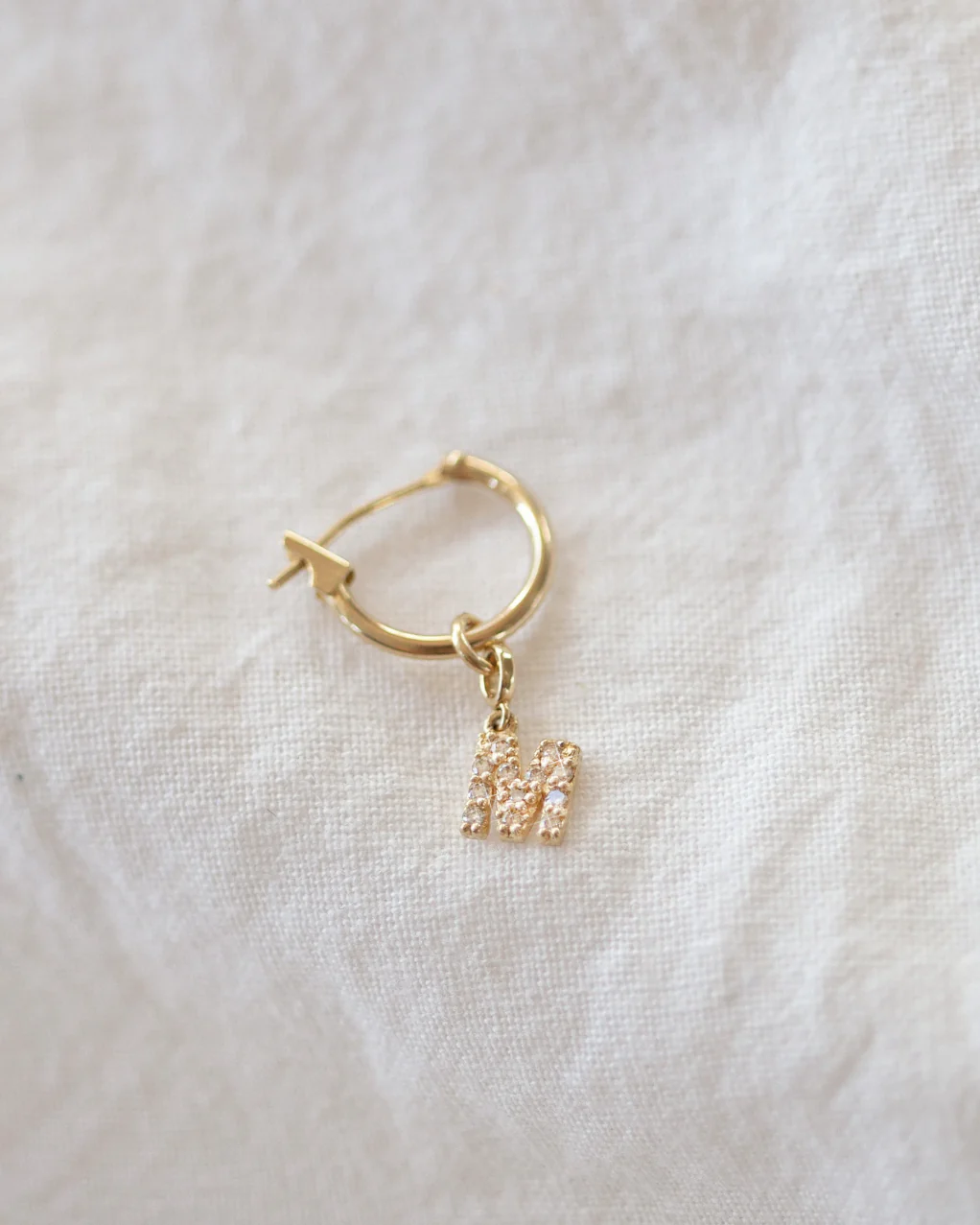 14k gold diamond initial Huggies - Image 2