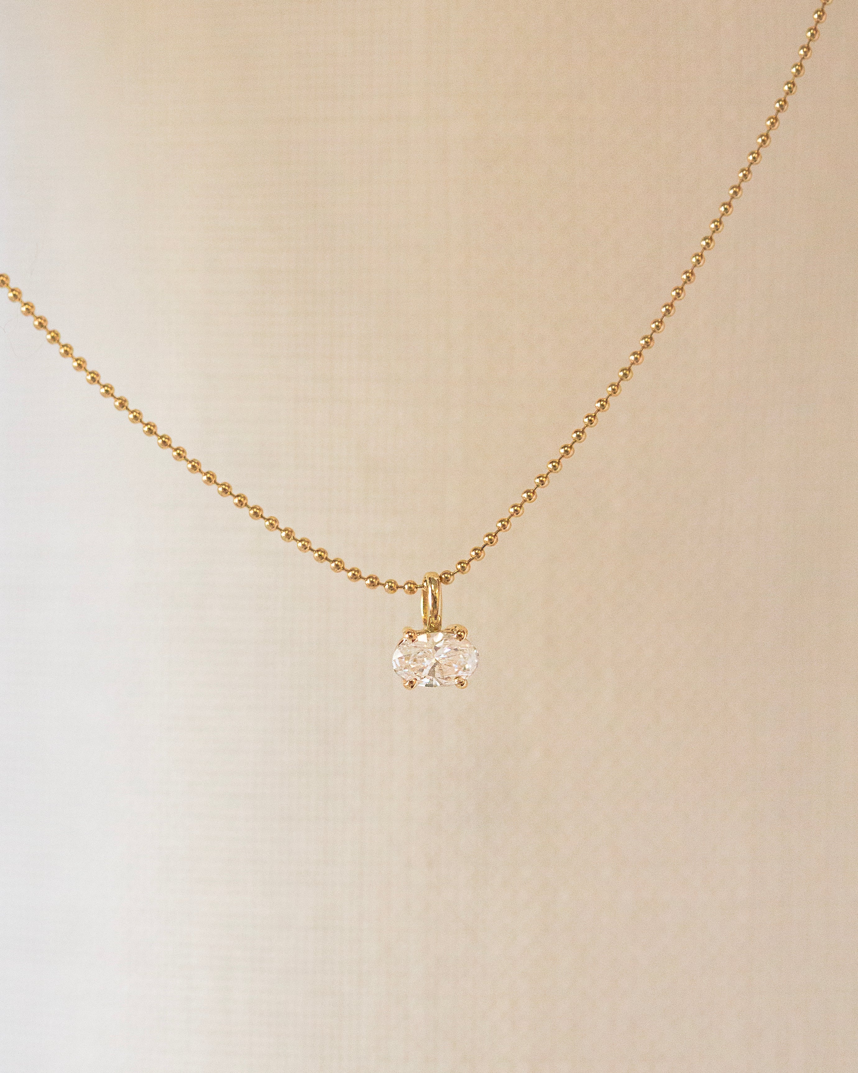 14K Gold East West Oval Lab Diamond Necklace - Image 2