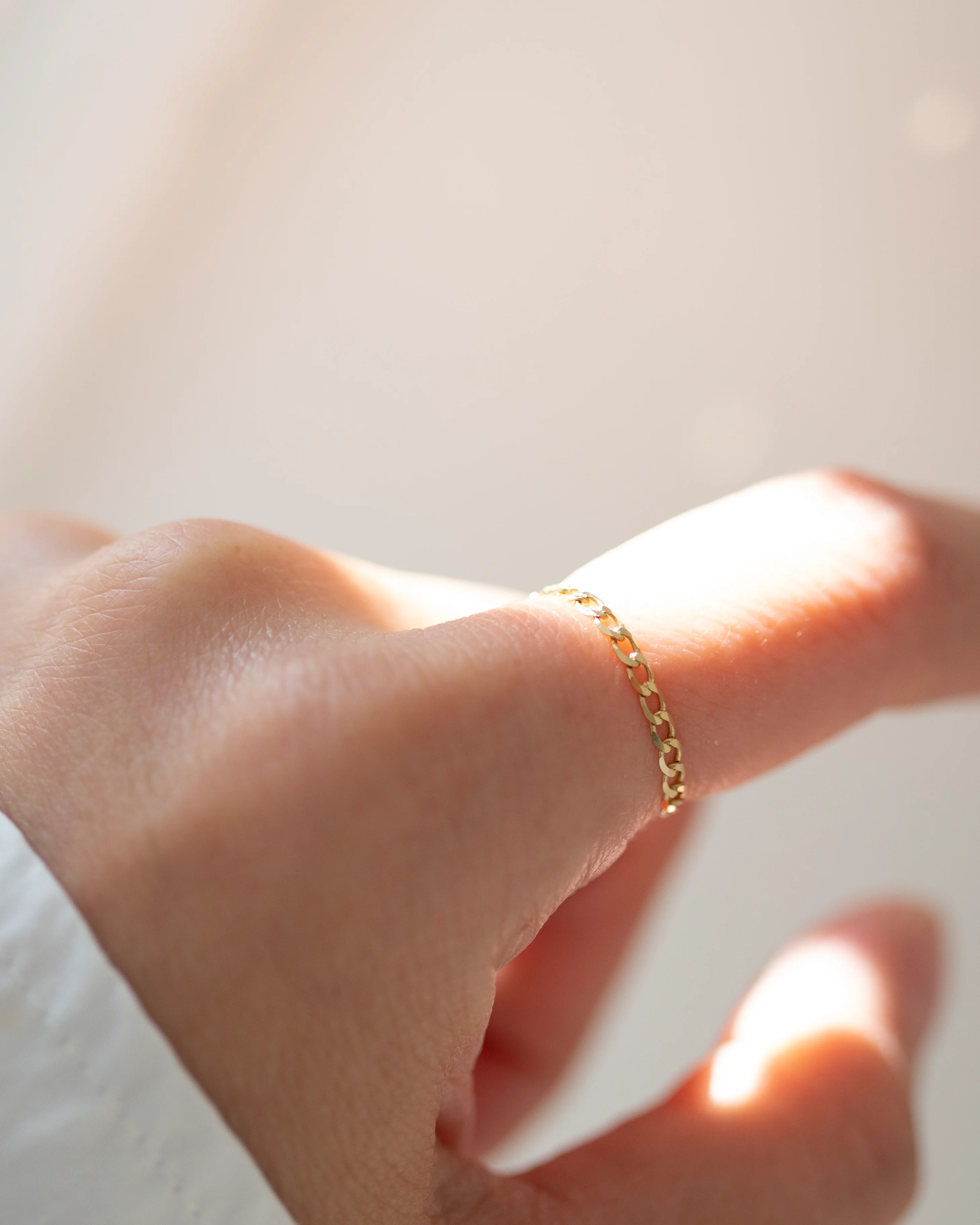 14k Gold Flat Cuban Chain Ring - Image 3