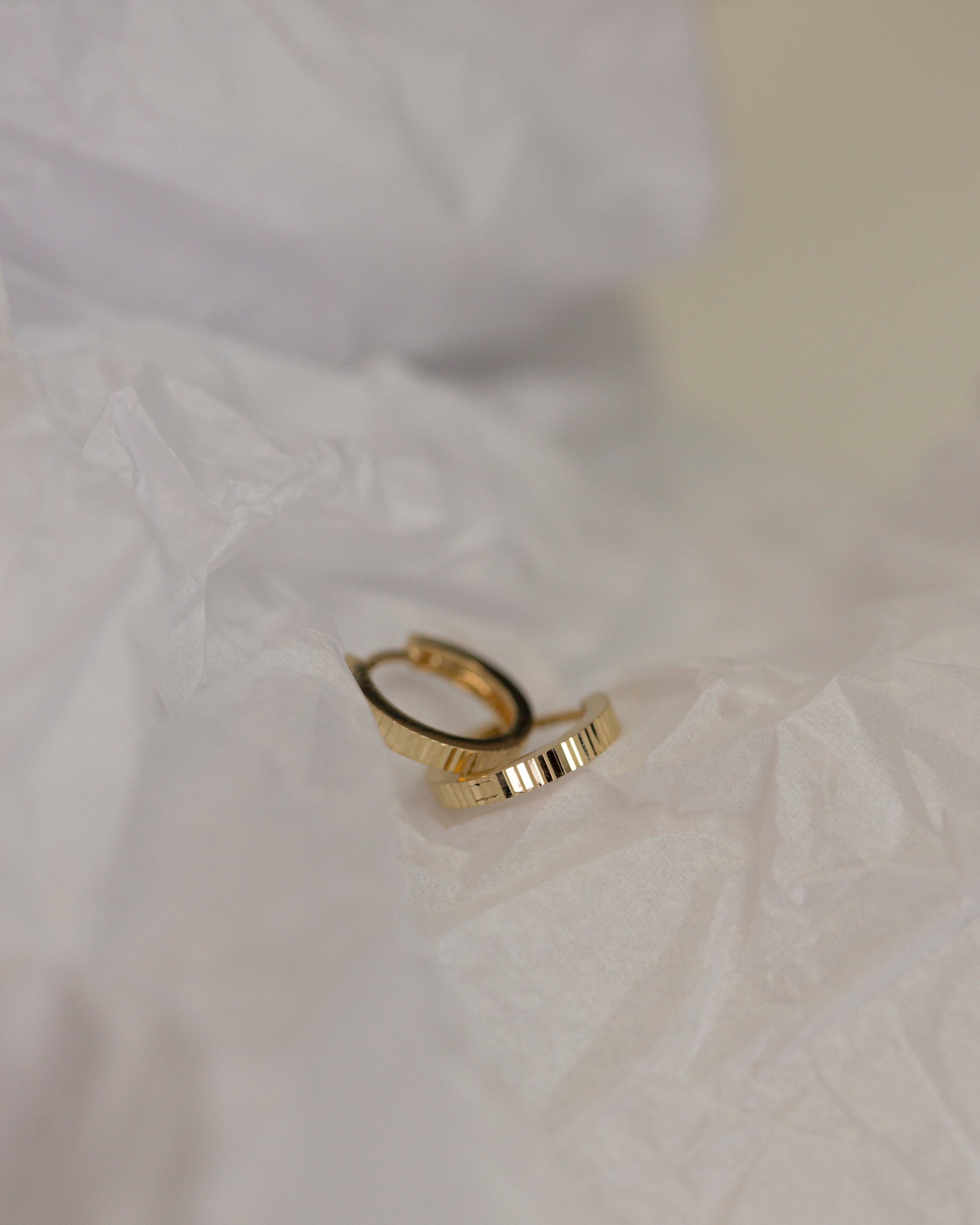 14K Gold Fluted Cut Huggies - Image 3