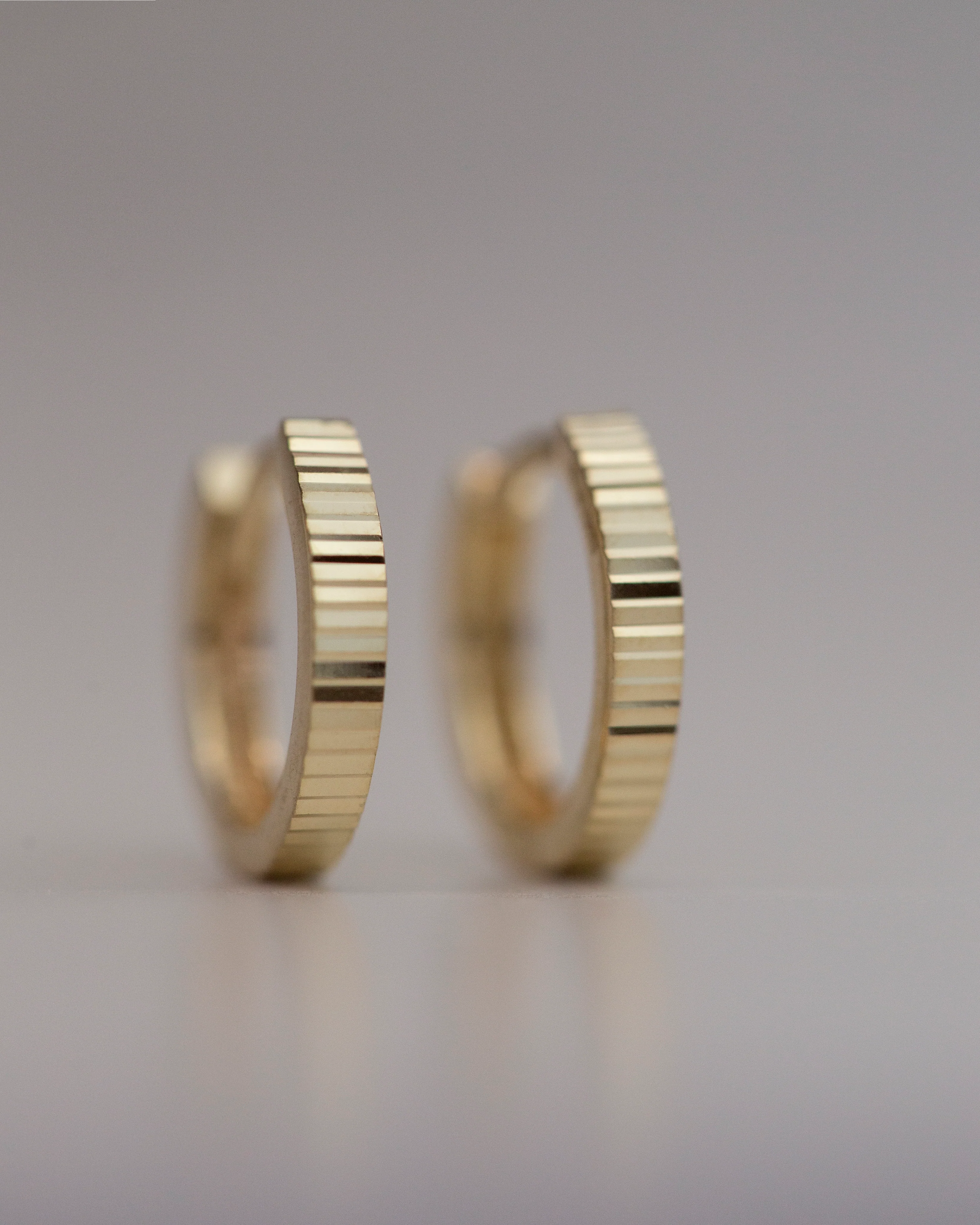 14K Gold Fluted Cut Huggies - Image 4