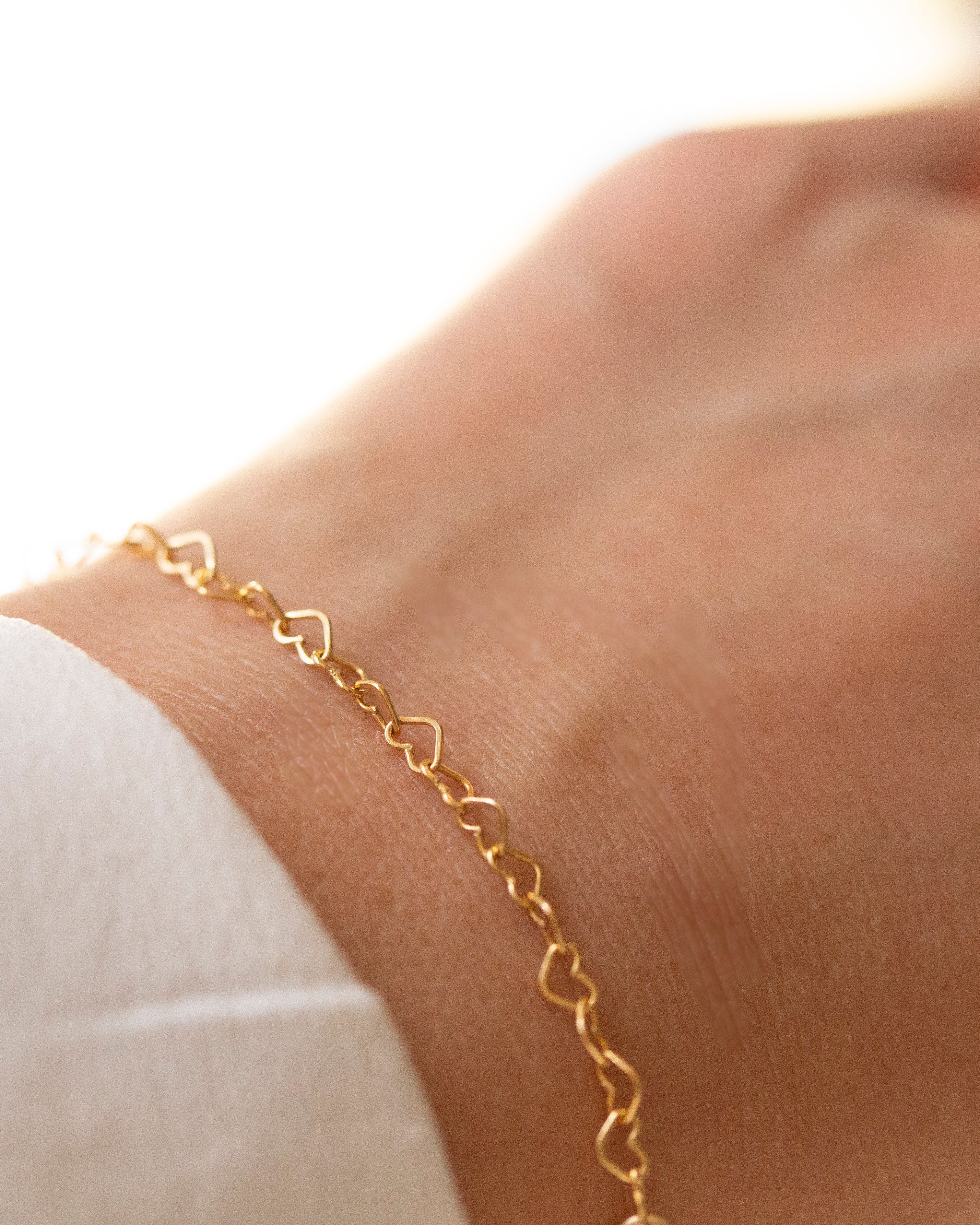 14K Gold Heart Chain Bracelet