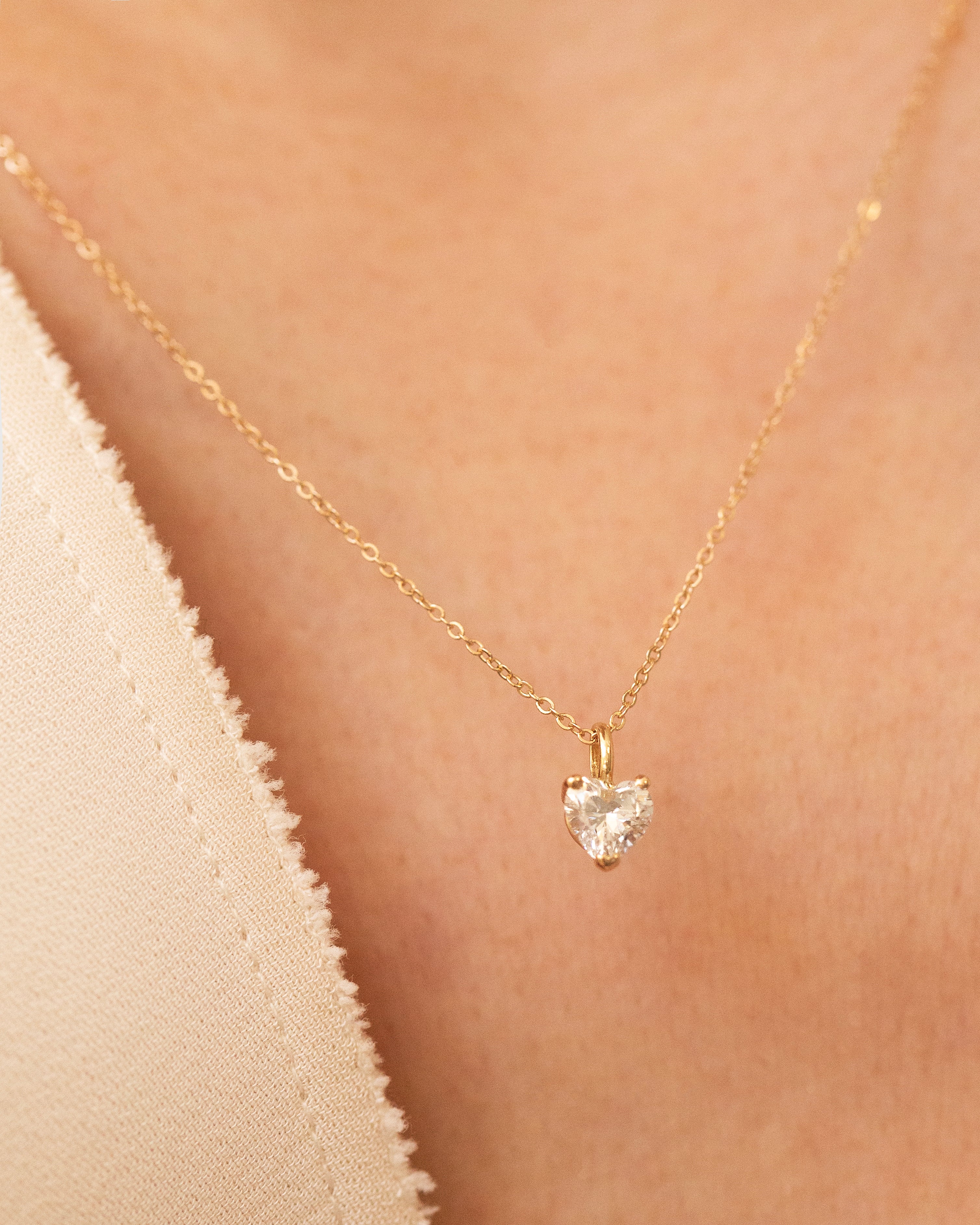 14K Gold Heart Lab Diamond Necklace - Image 2