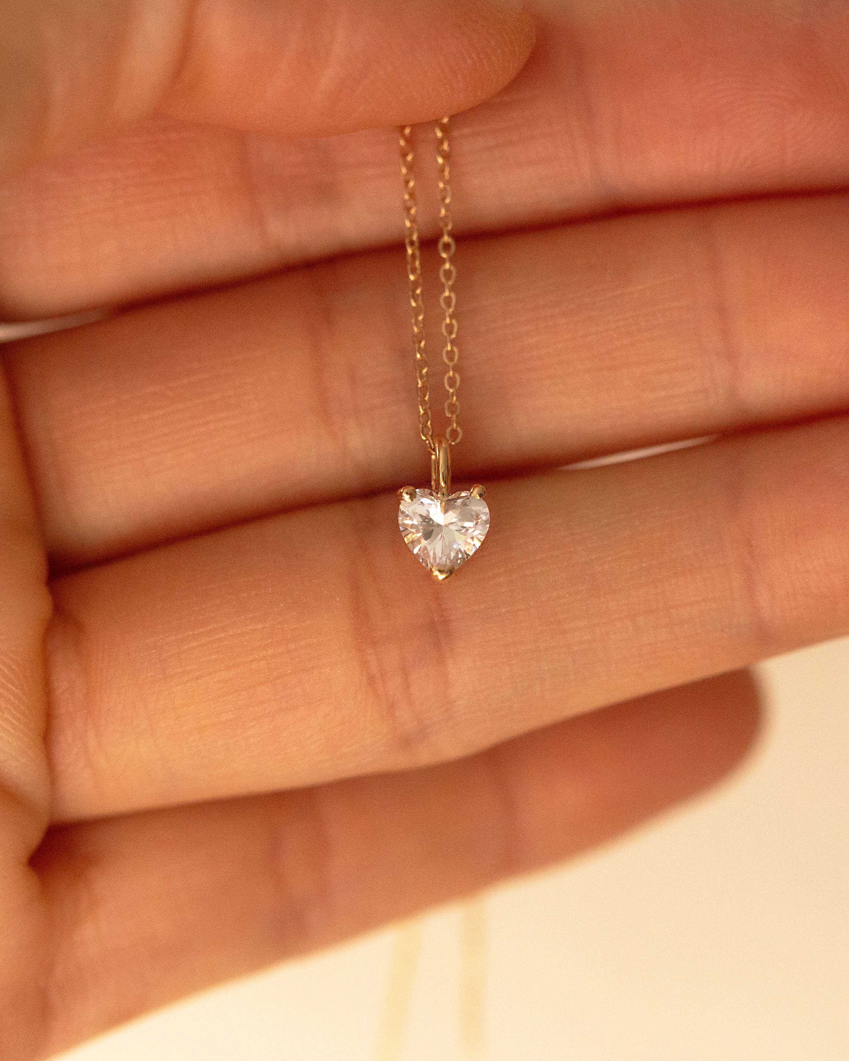 14K Gold Heart Lab Diamond Necklace - Image 3