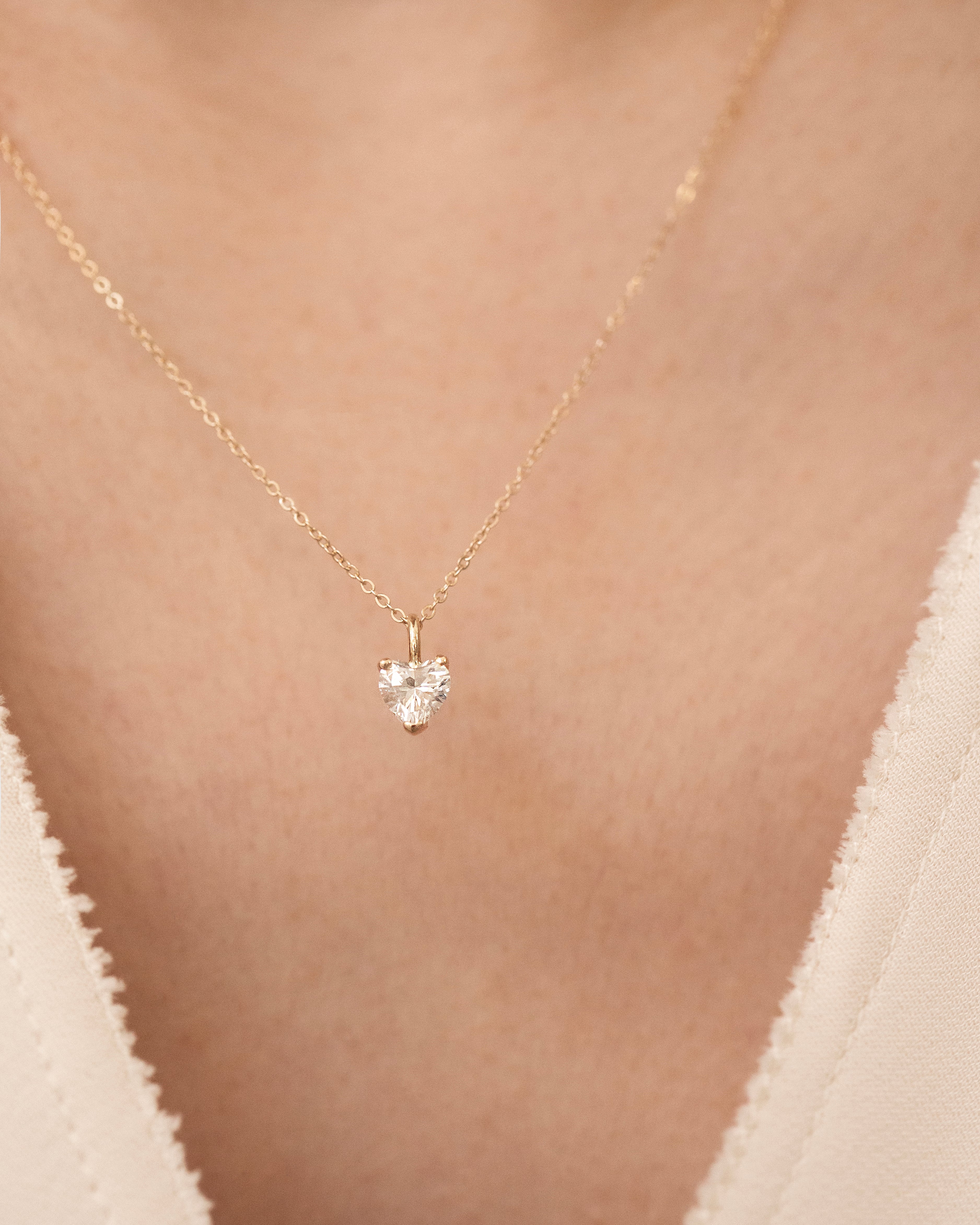 14K Gold Heart Lab Diamond Necklace - Image 4