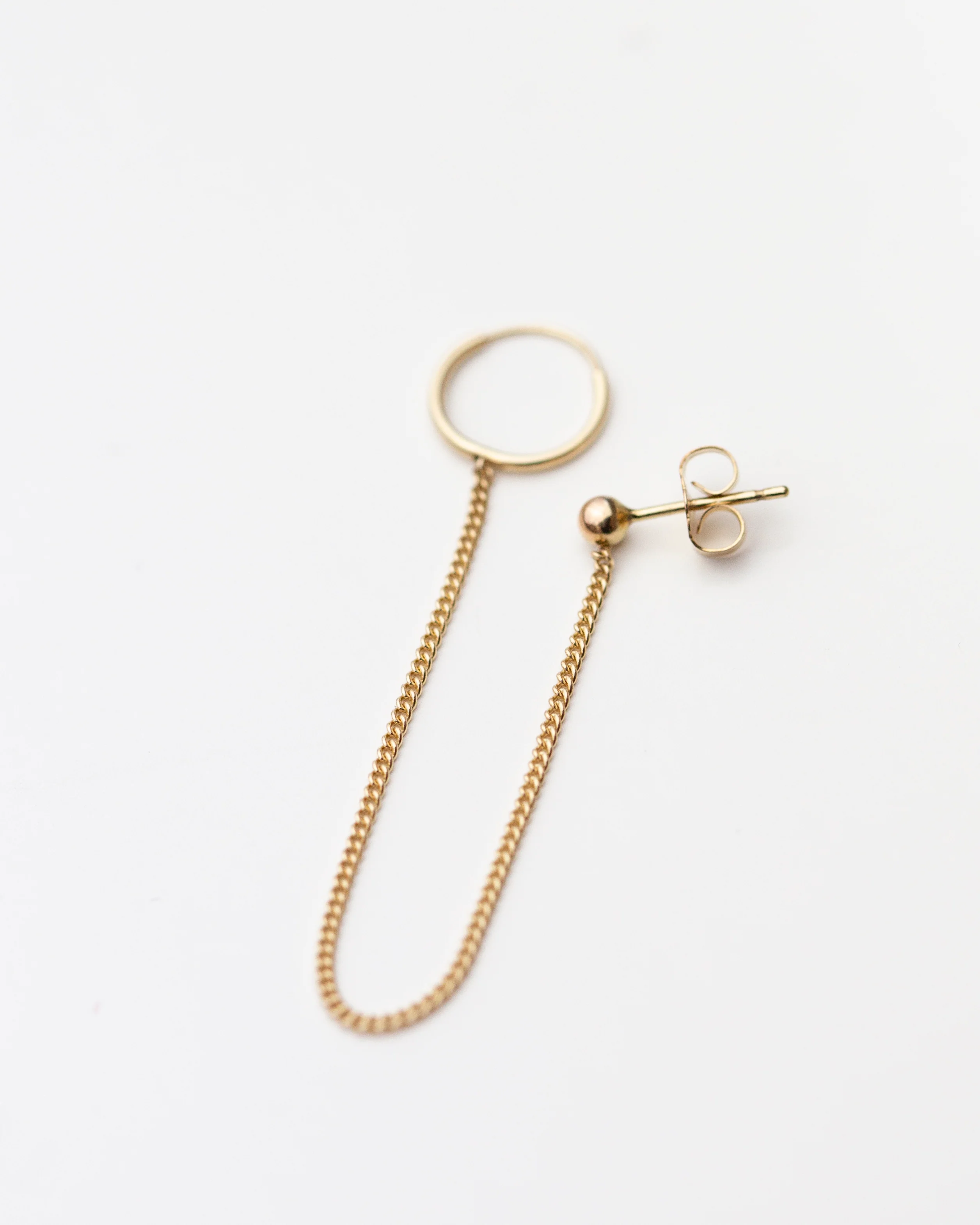 14k Gold Hoop Chained Earring - Image 4