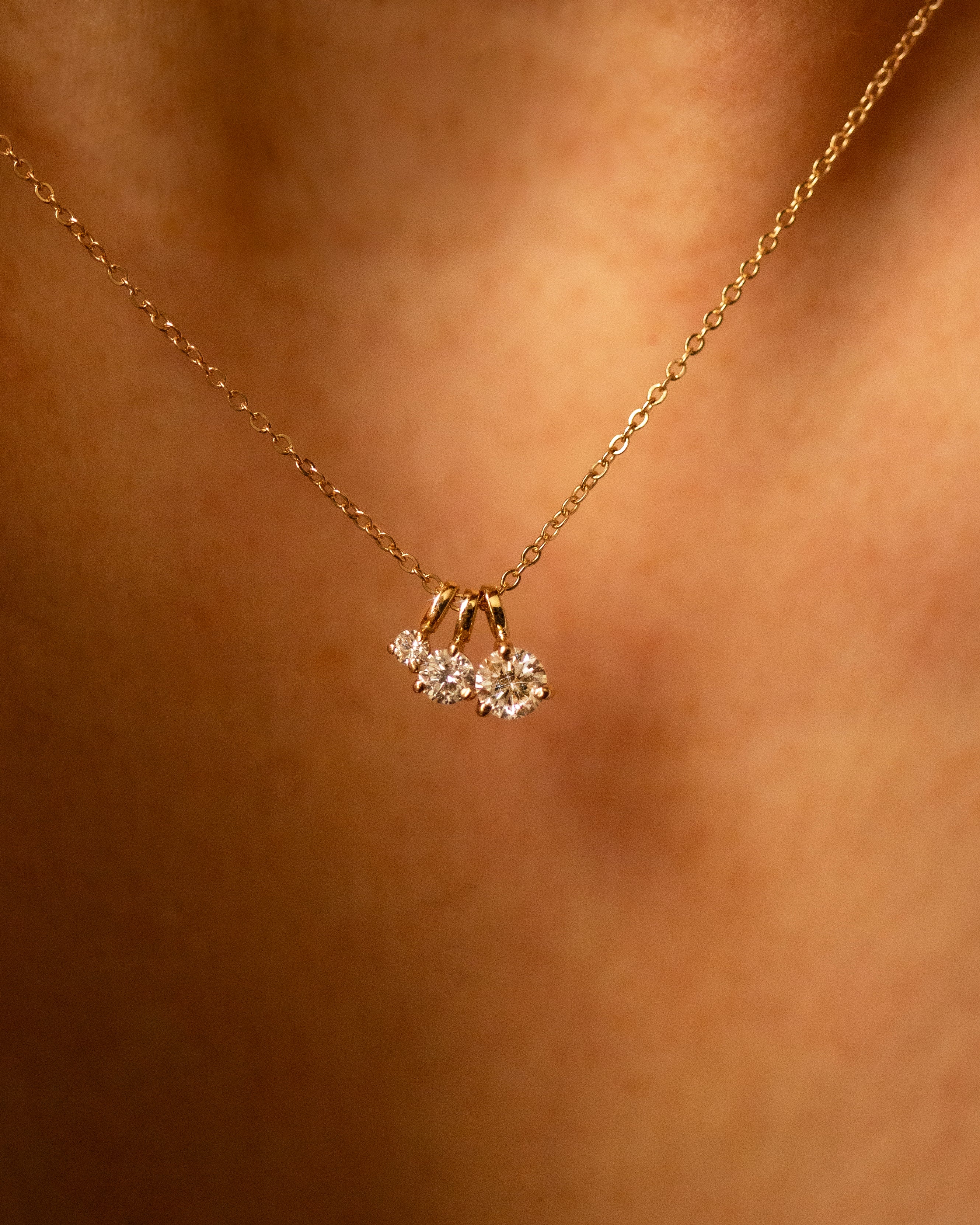 14K Gold Lab Diamond Necklace D-E VS | 2mm 3mm 4mm Solitaire Pendant| Mommy and Me Two Stone Option Pendant Style - Image 4