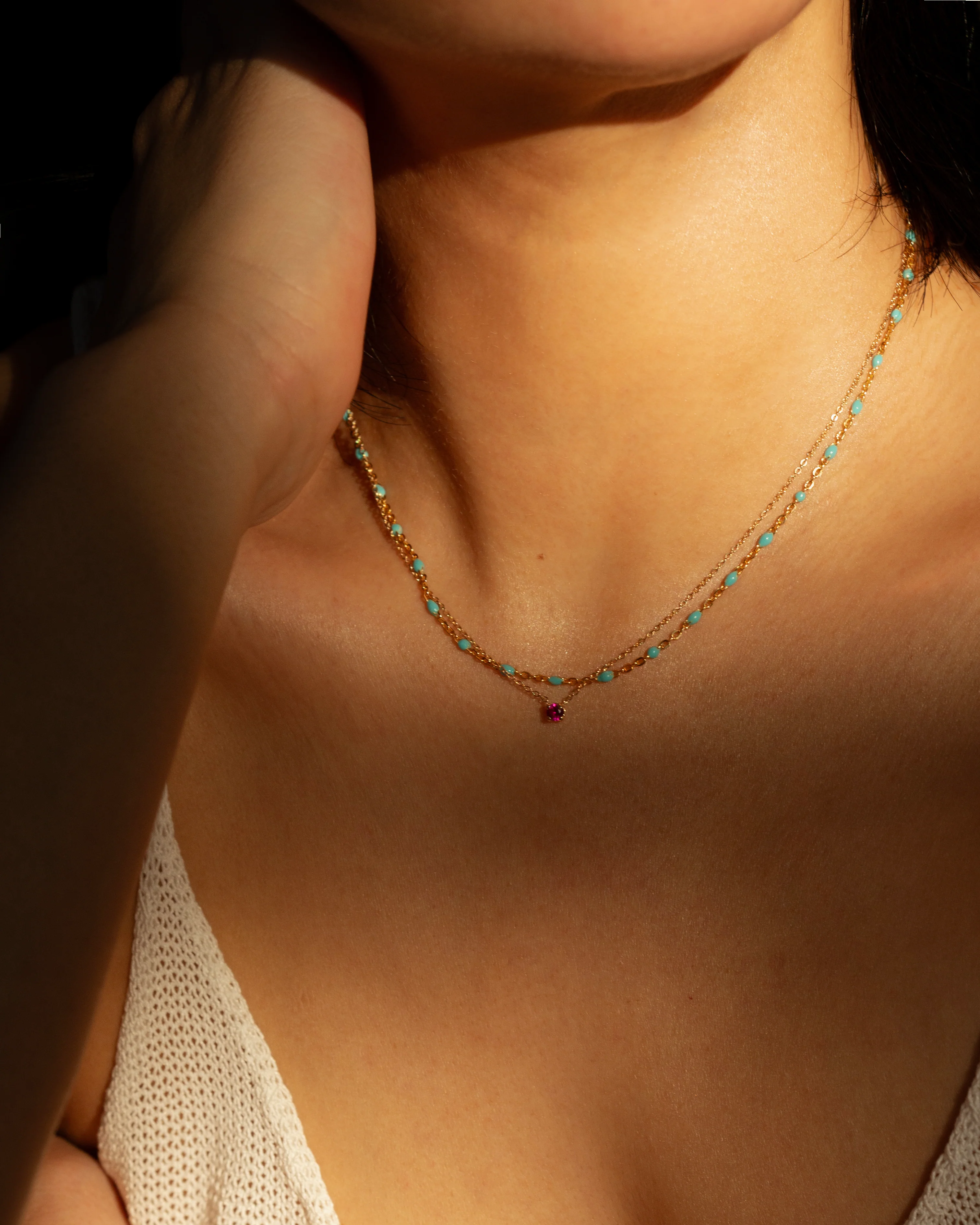 14k Gold Mini Birthstone necklace - Image 3